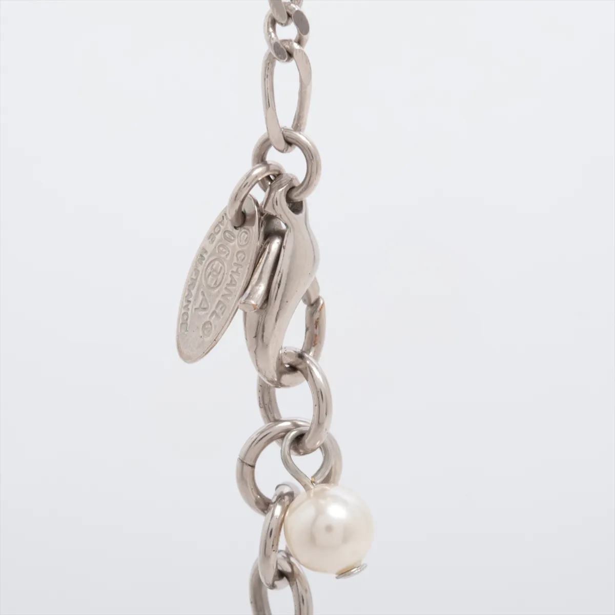 Coco Mark 06A Necklace, Metal x Faux Pearl, Silver. Shows signs of wear, — view 3