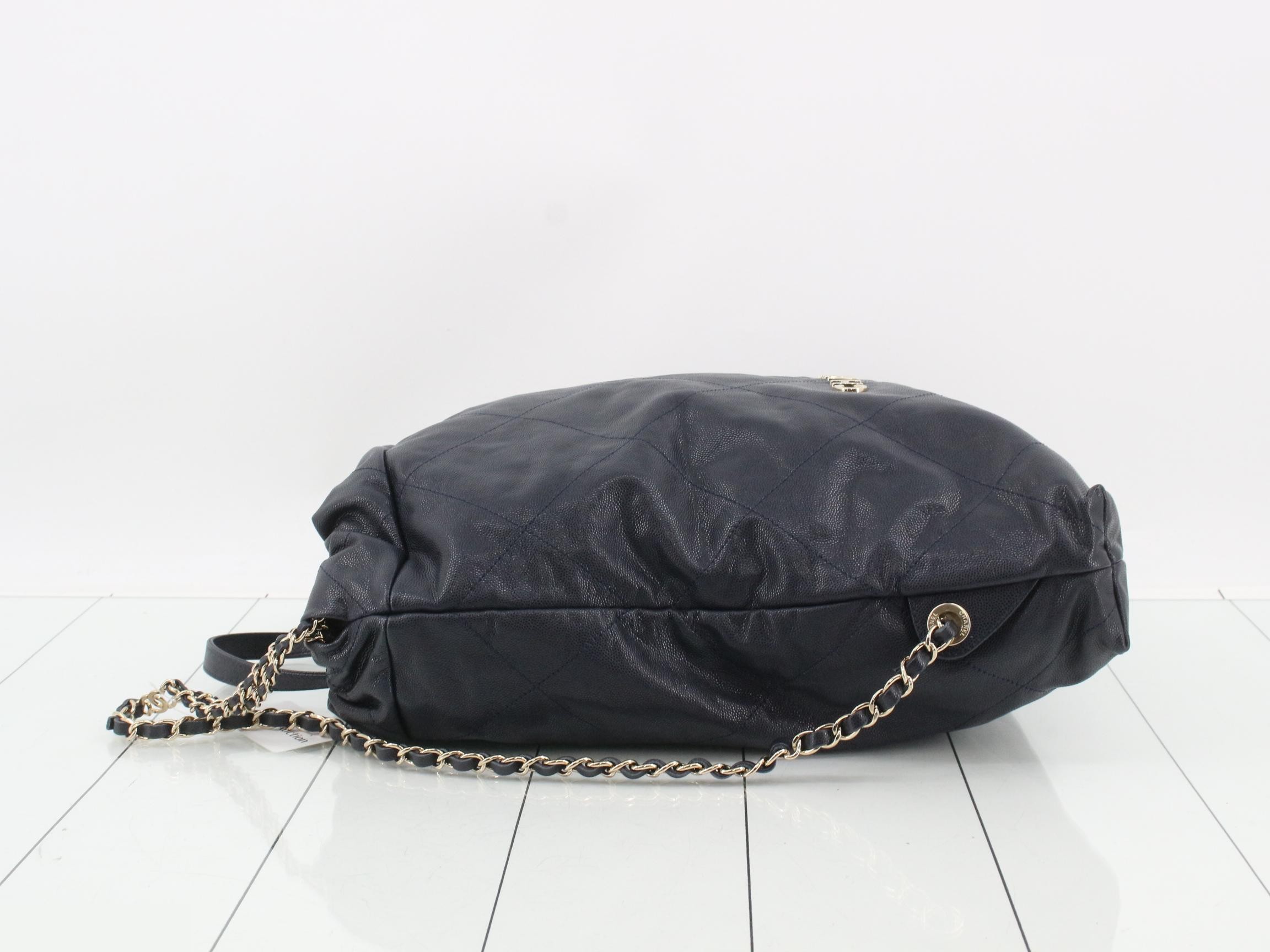 Caviar skin handbag, chain backpack, 2-way, plate — view 4