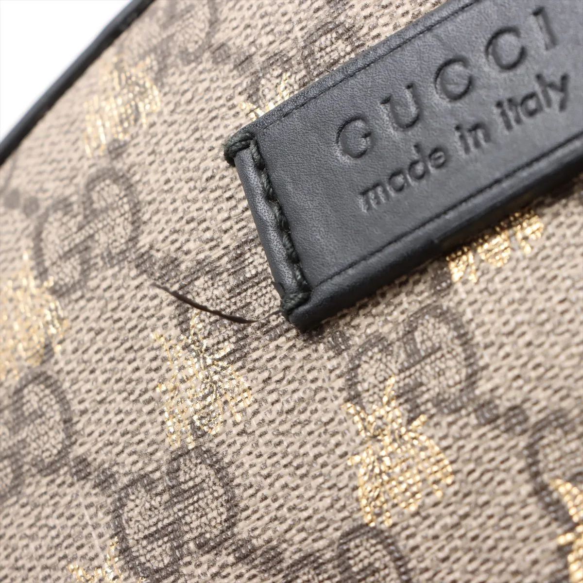 GG Supreme Bee PVC x Leather Backpack/Rucksack Beige x Black 427042 — view 12
