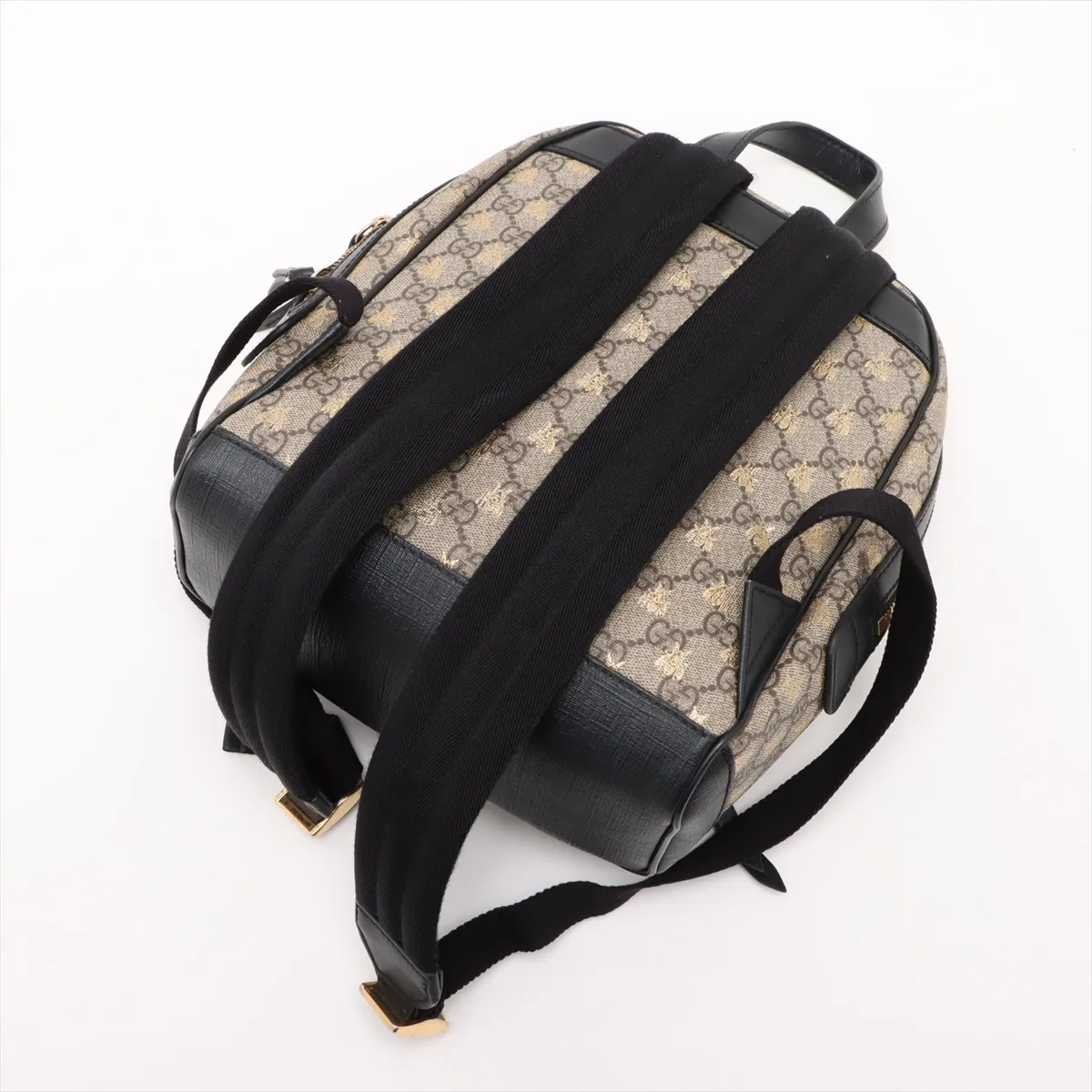 GG Supreme Bee PVC x Leather Backpack/Rucksack Beige x Black 427042 — view 5