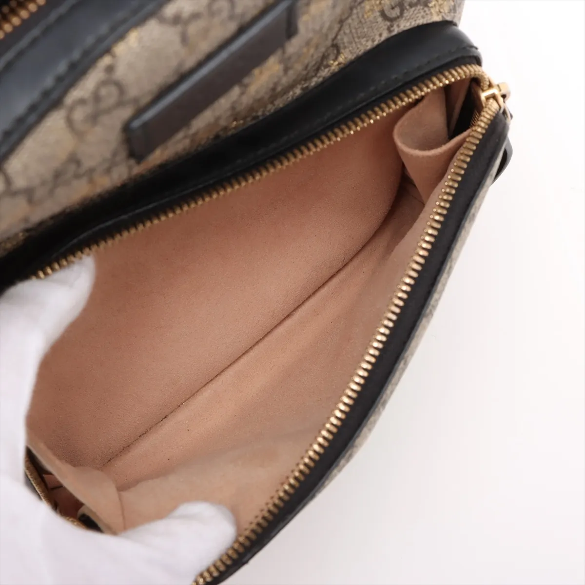 GG Supreme Bee PVC x Leather Backpack/Rucksack Beige x Black 427042 — view 9