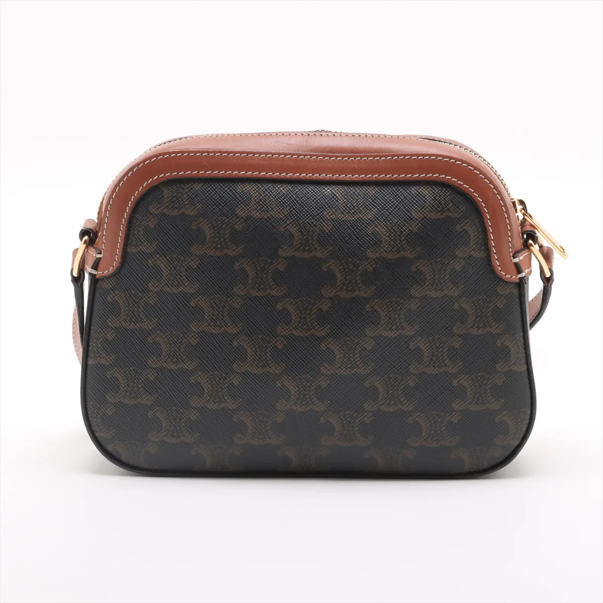 Triomphe Camera Bag PVC x Leather Shoulder Bag Black x Brown — view 2