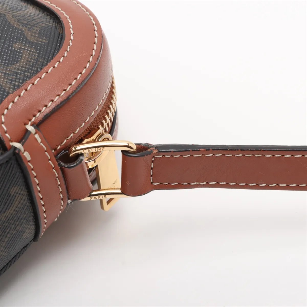Triomphe Camera Bag PVC x Leather Shoulder Bag Black x Brown — view 12
