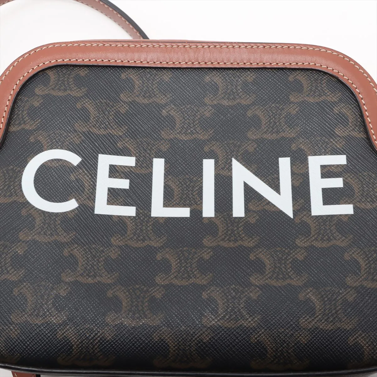 Triomphe Camera Bag PVC x Leather Shoulder Bag Black x Brown — view 7