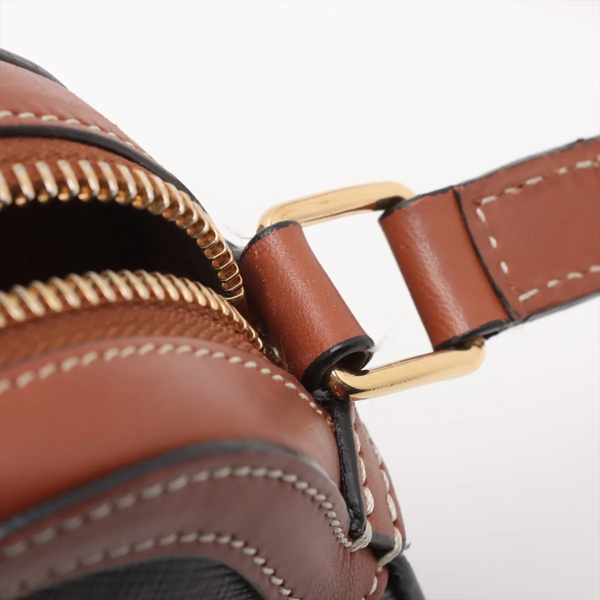 Triomphe Camera Bag PVC x Leather Shoulder Bag Black x Brown — view 8