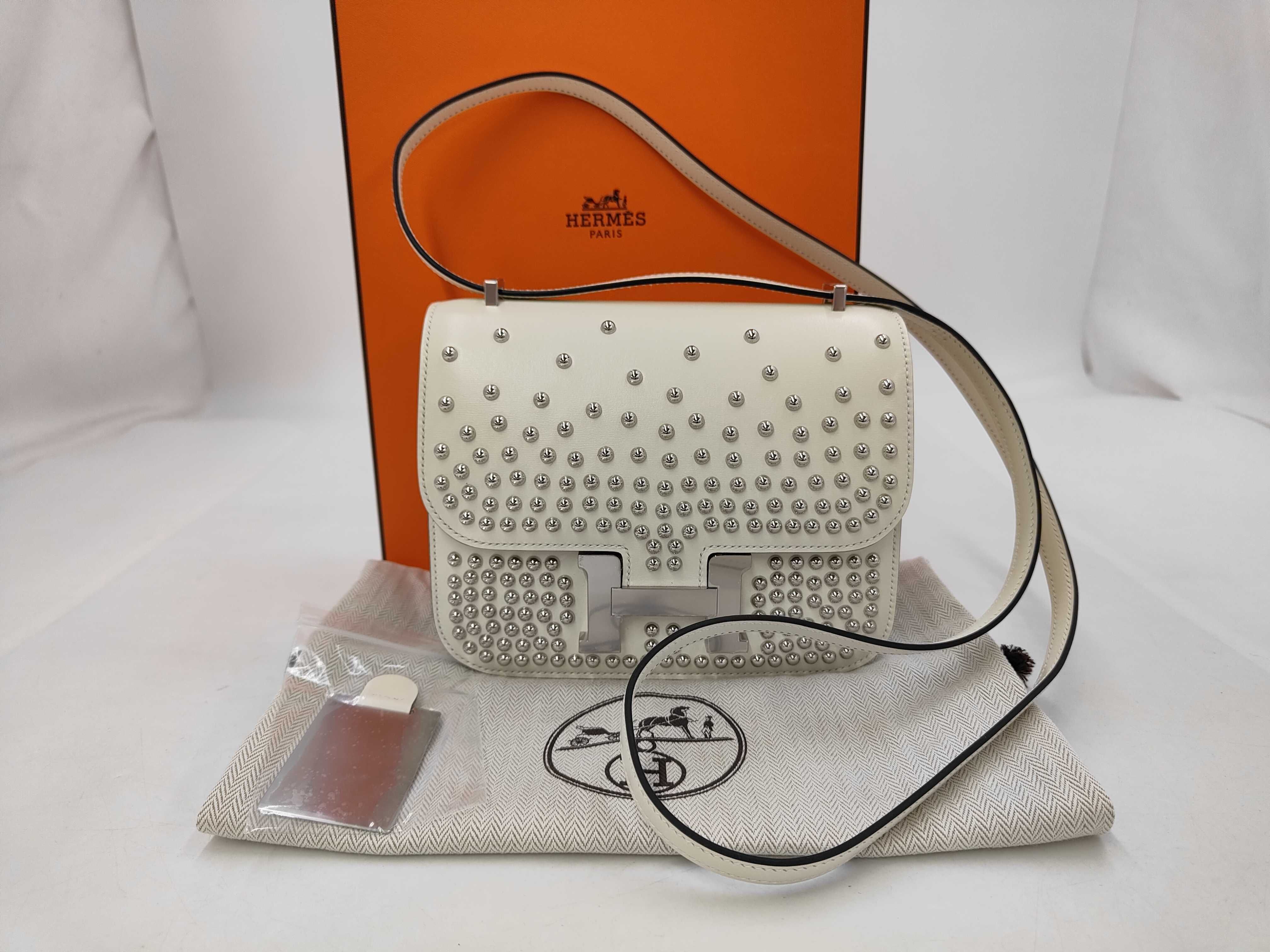 Constance Mini Miroir Cloute Box Calf Cream Silver Hardware G Stamp Shoulder Bag