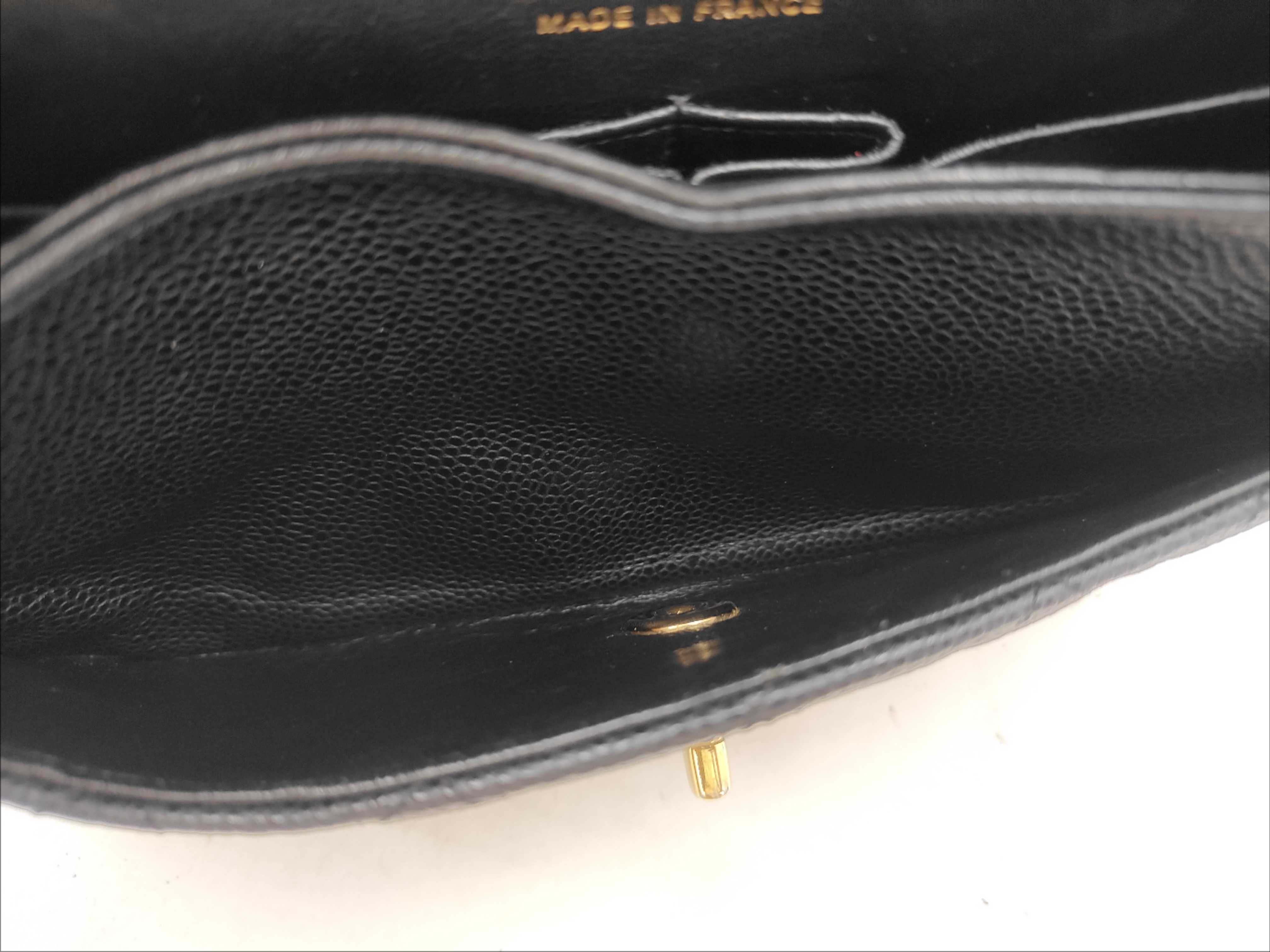 Matelassé 23 Double Flap Chain Shoulder Bag, Caviar Leather, Black — view 9