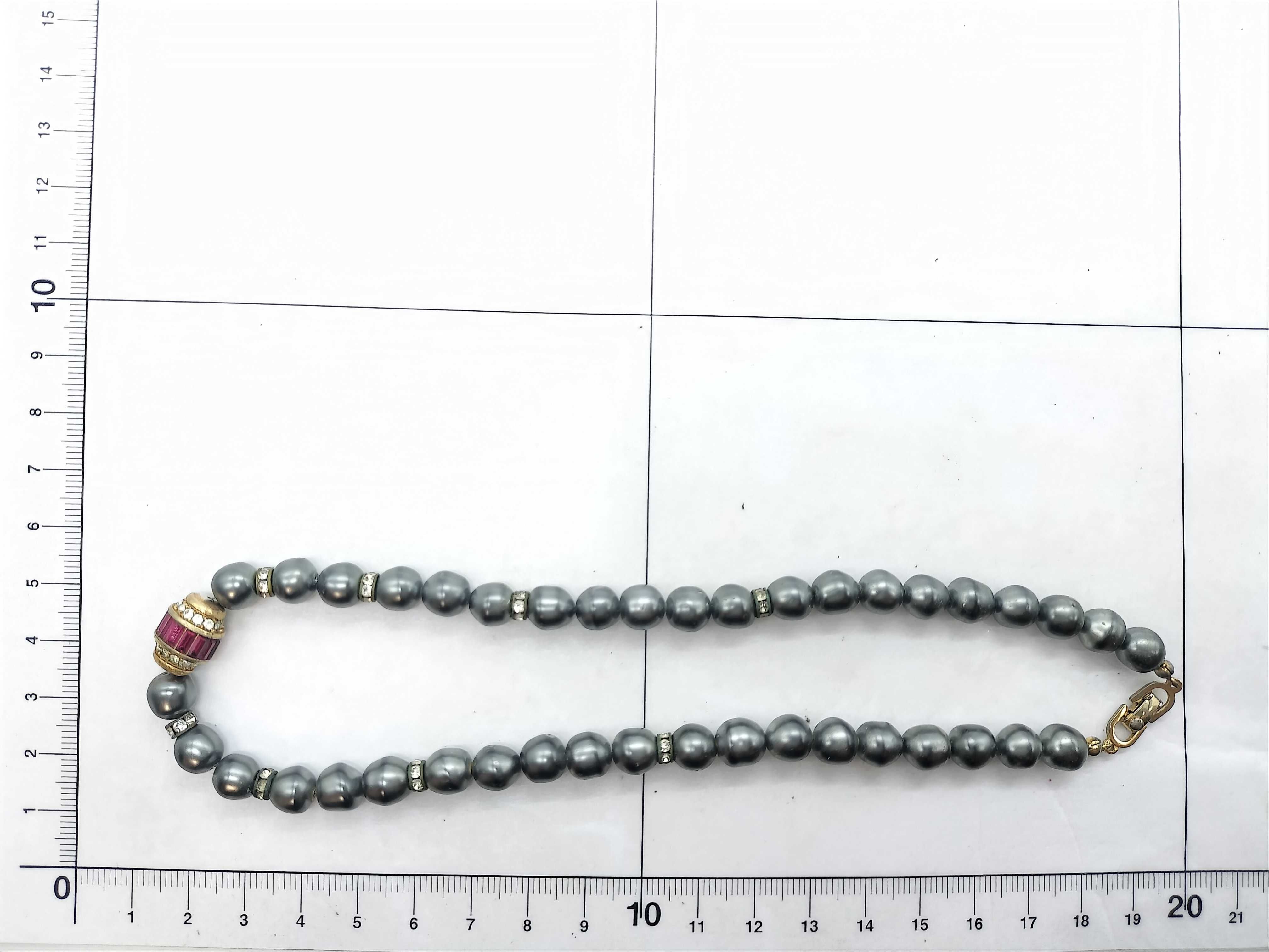 Pearl Rhinestone Necklace (Please note: Some plating has peeled off) — view 5