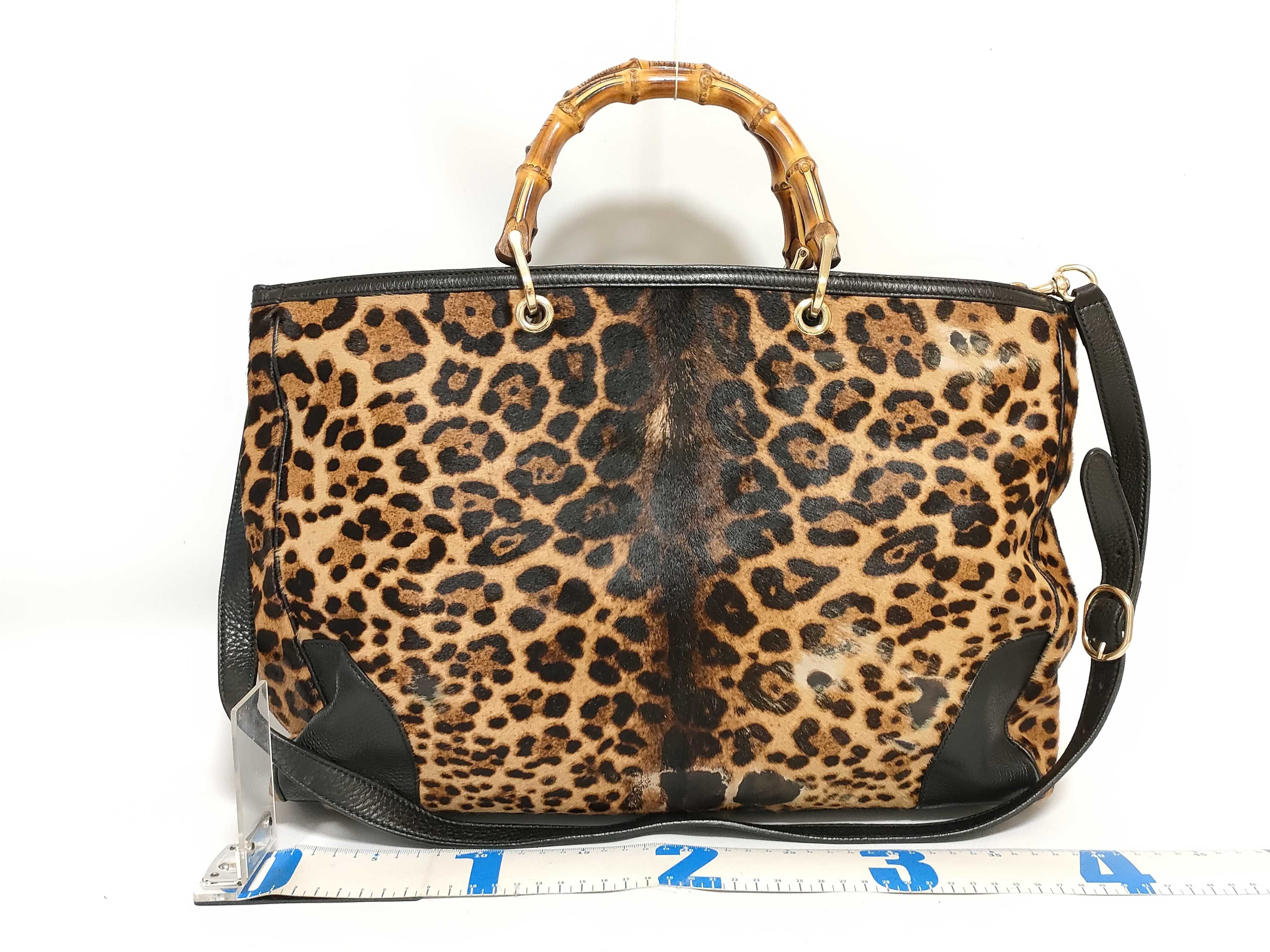 Bamboo Leopard Print Paraco Tote Bag with Strap Handbag — view 2