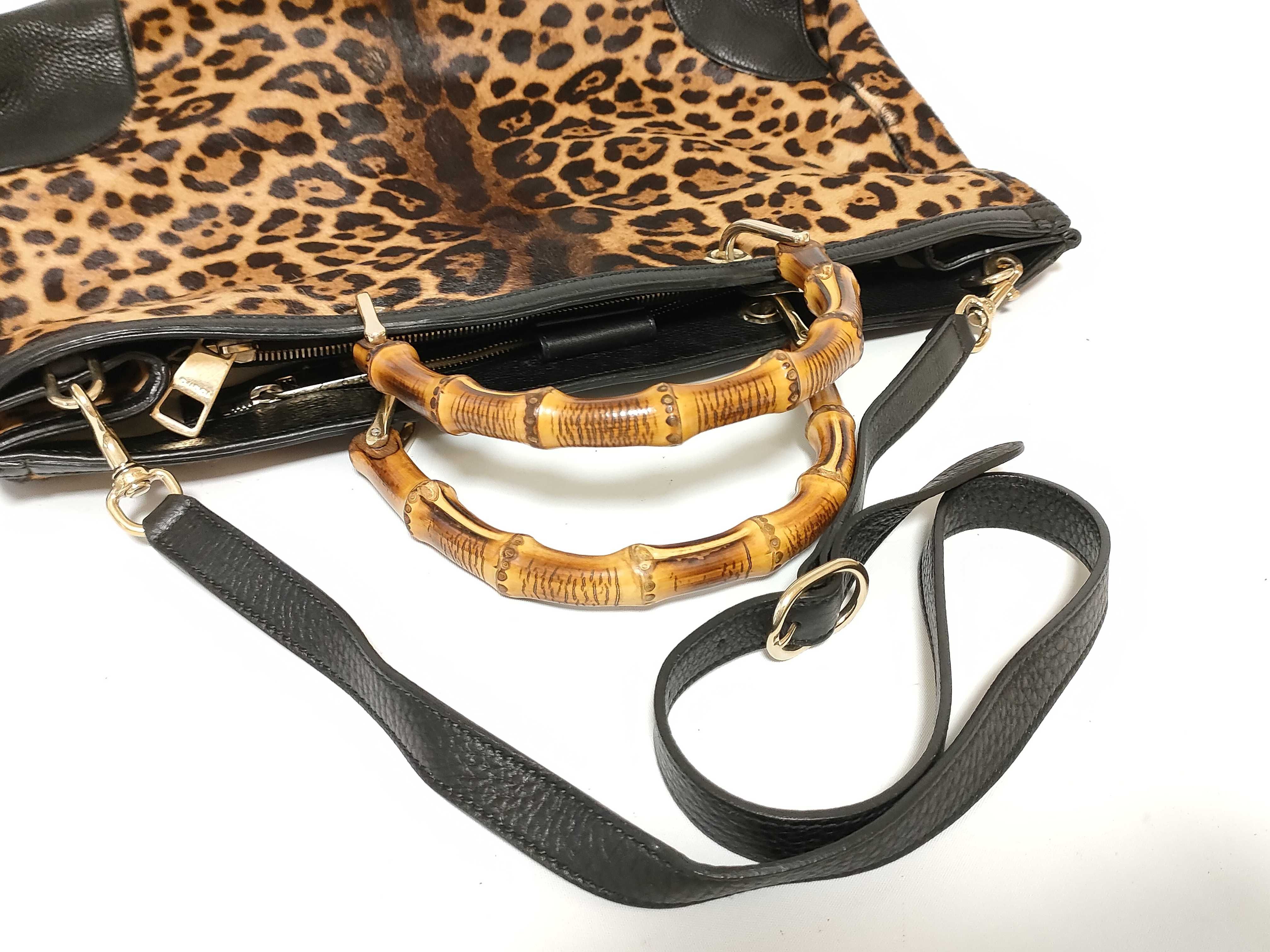 Bamboo Leopard Print Paraco Tote Bag with Strap Handbag — view 3