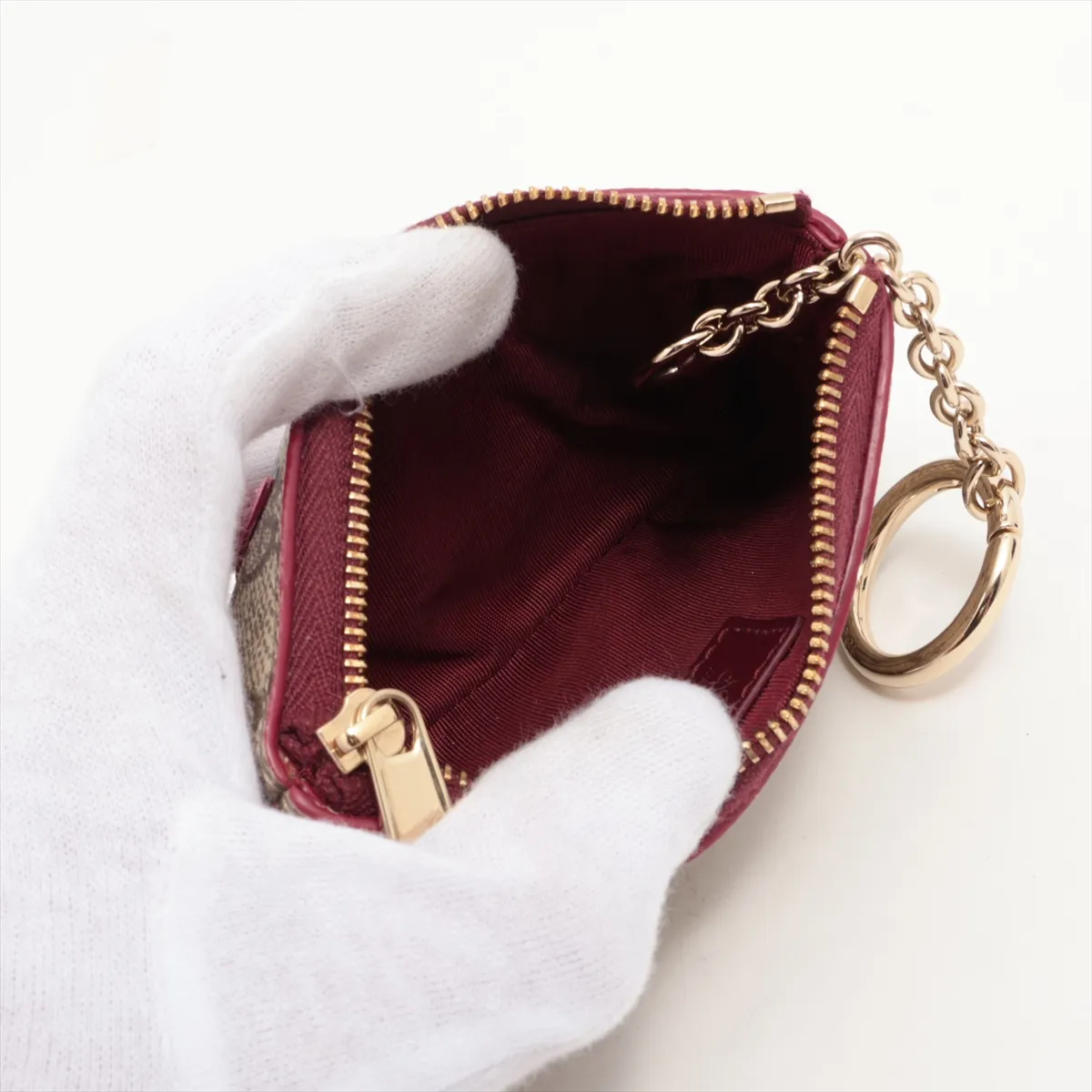 GG Supreme 818768 PVC Coin Case Beige x Bordeaux — view 3