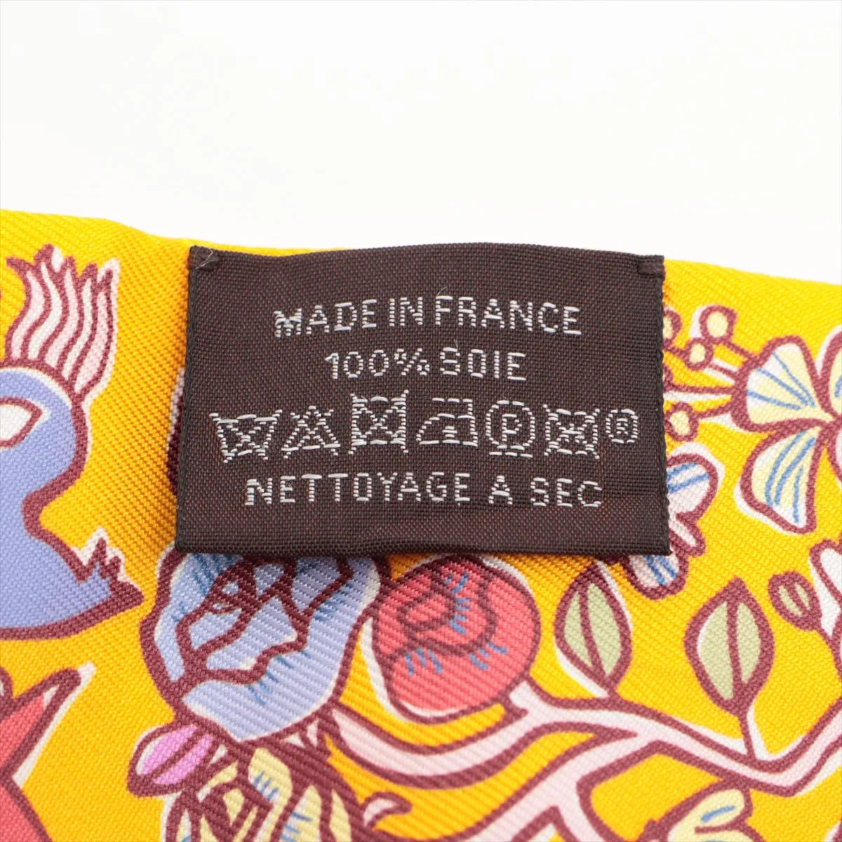 Twilly "MILLE ET UN LAPINS" (One Thousand and One Rabbits) Scarf, Silk, Yellow, Slight wear and tear. — view 3