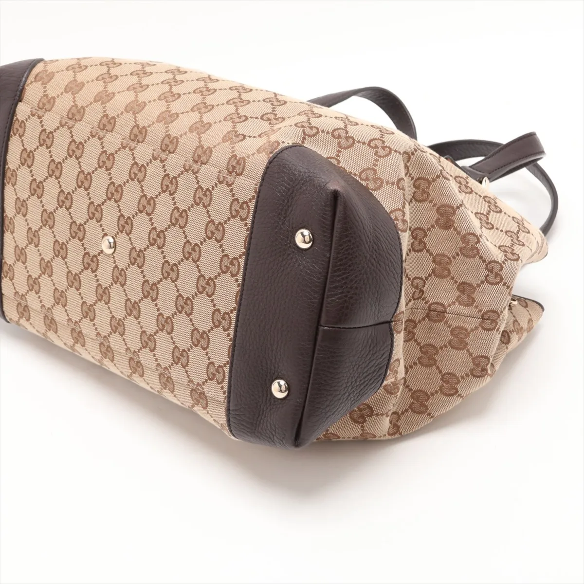 GG Canvas 296850 Canvas x Leather Handbag Beige x Brown — view 3