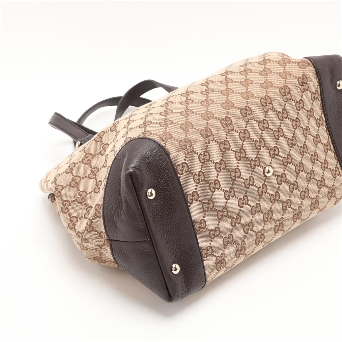 GG Canvas 296850 Canvas x Leather Handbag Beige x Brown — view 4