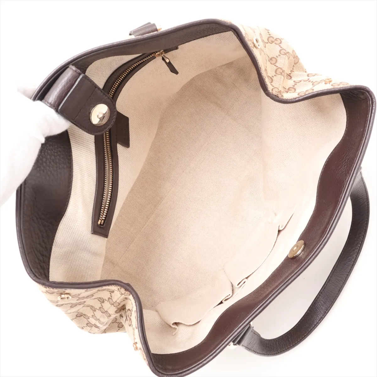 GG Canvas 296850 Canvas x Leather Handbag Beige x Brown — view 7