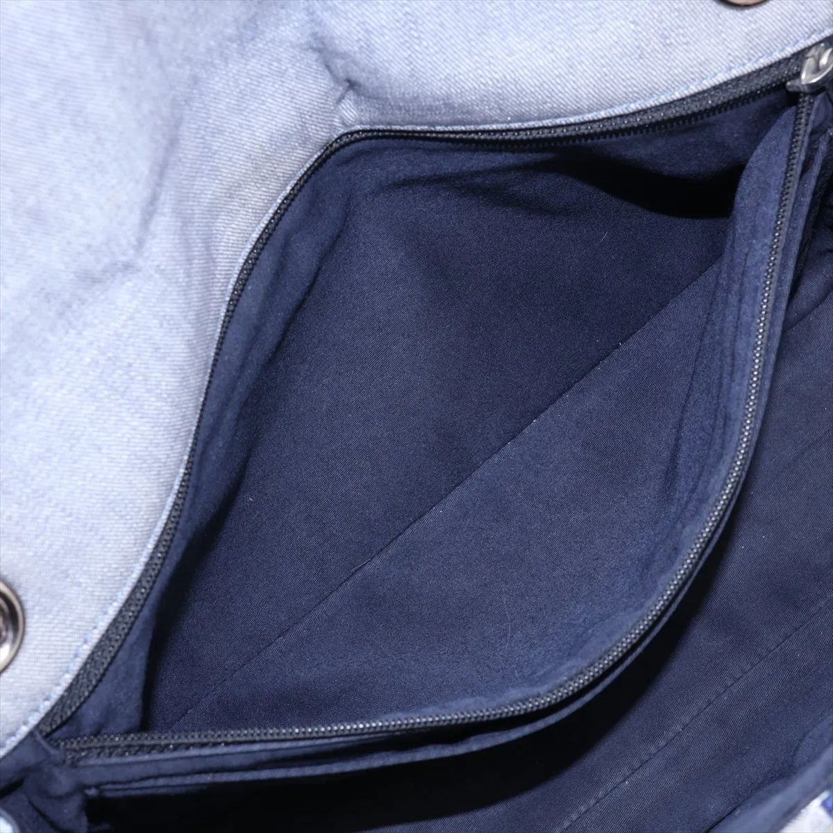 [Individually packaged] Chanel Patchwork Denim Single Flap Double Chain Bag, Blue, Silver Hardware, 20893363 — view 8