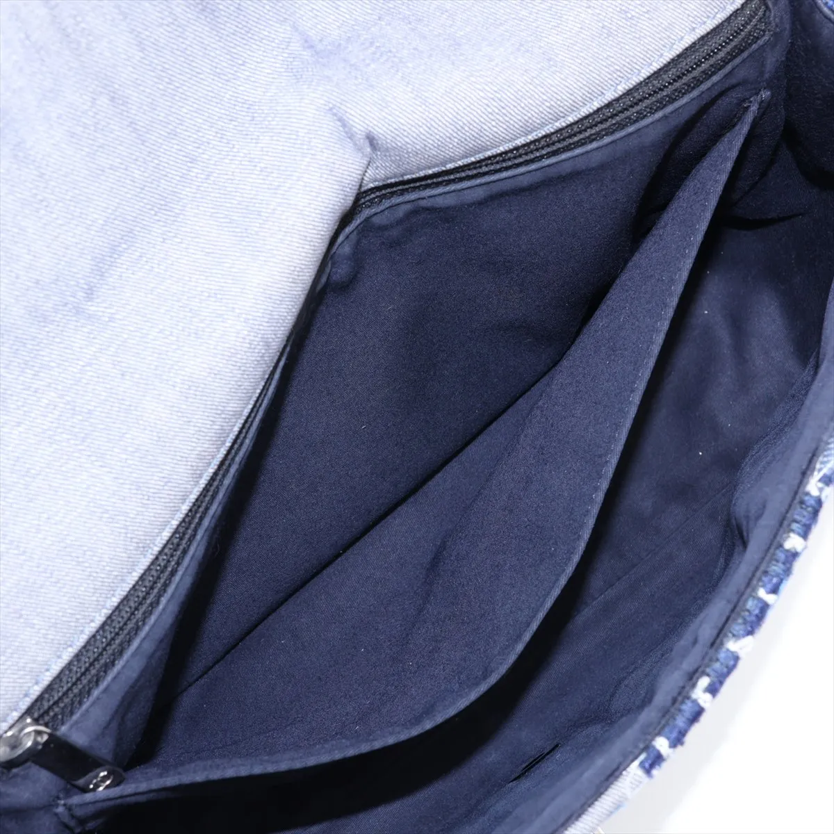 [Individually packaged] Chanel Patchwork Denim Single Flap Double Chain Bag, Blue, Silver Hardware, 20893363 — view 9