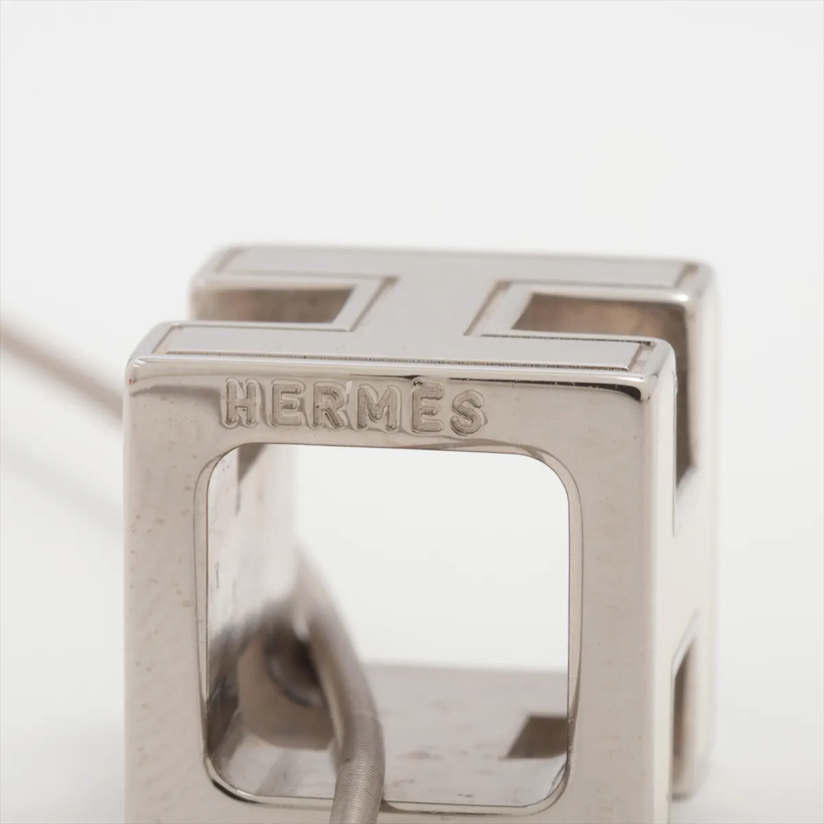 Cage d'H H-Cube Necklace, Metal, Silver. Shows wear, tarnishing, — view 4