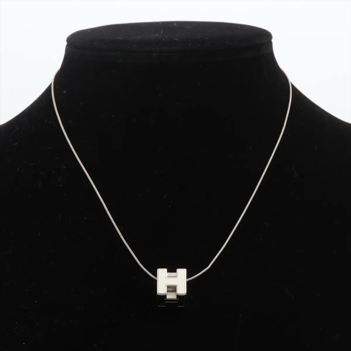 Cage d'H H-Cube Necklace, Metal, Silver. Shows wear, tarnishing, — view 5