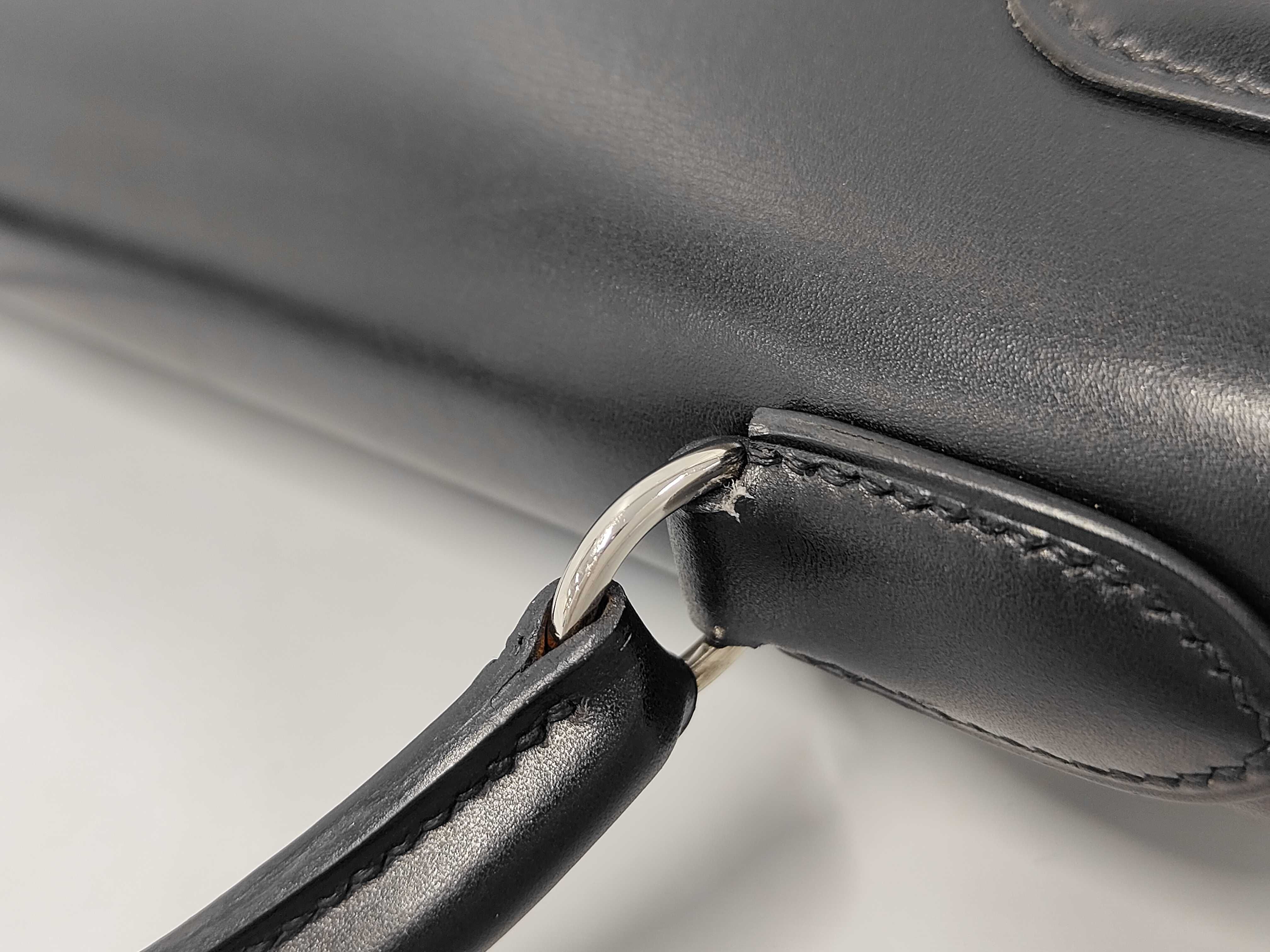 Kelly 32 D Box Calf Black Silver Hardware Handbag — view 6