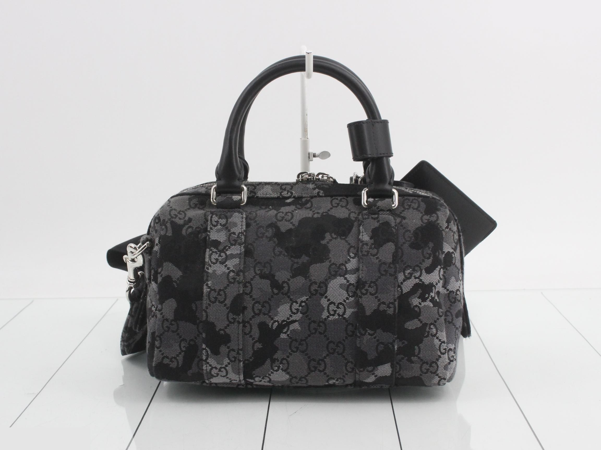 Denim Mini Duffle Bag/Handbag with Shoulder Strap and Name Tag — view 2