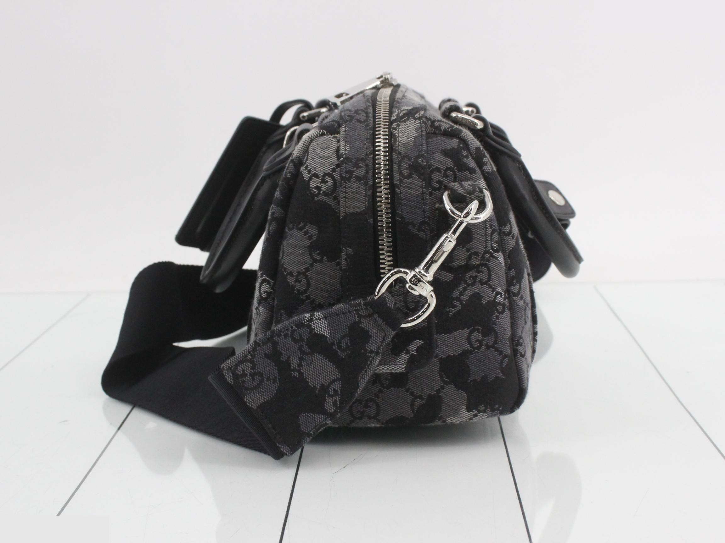 Denim Mini Duffle Bag/Handbag with Shoulder Strap and Name Tag — view 3