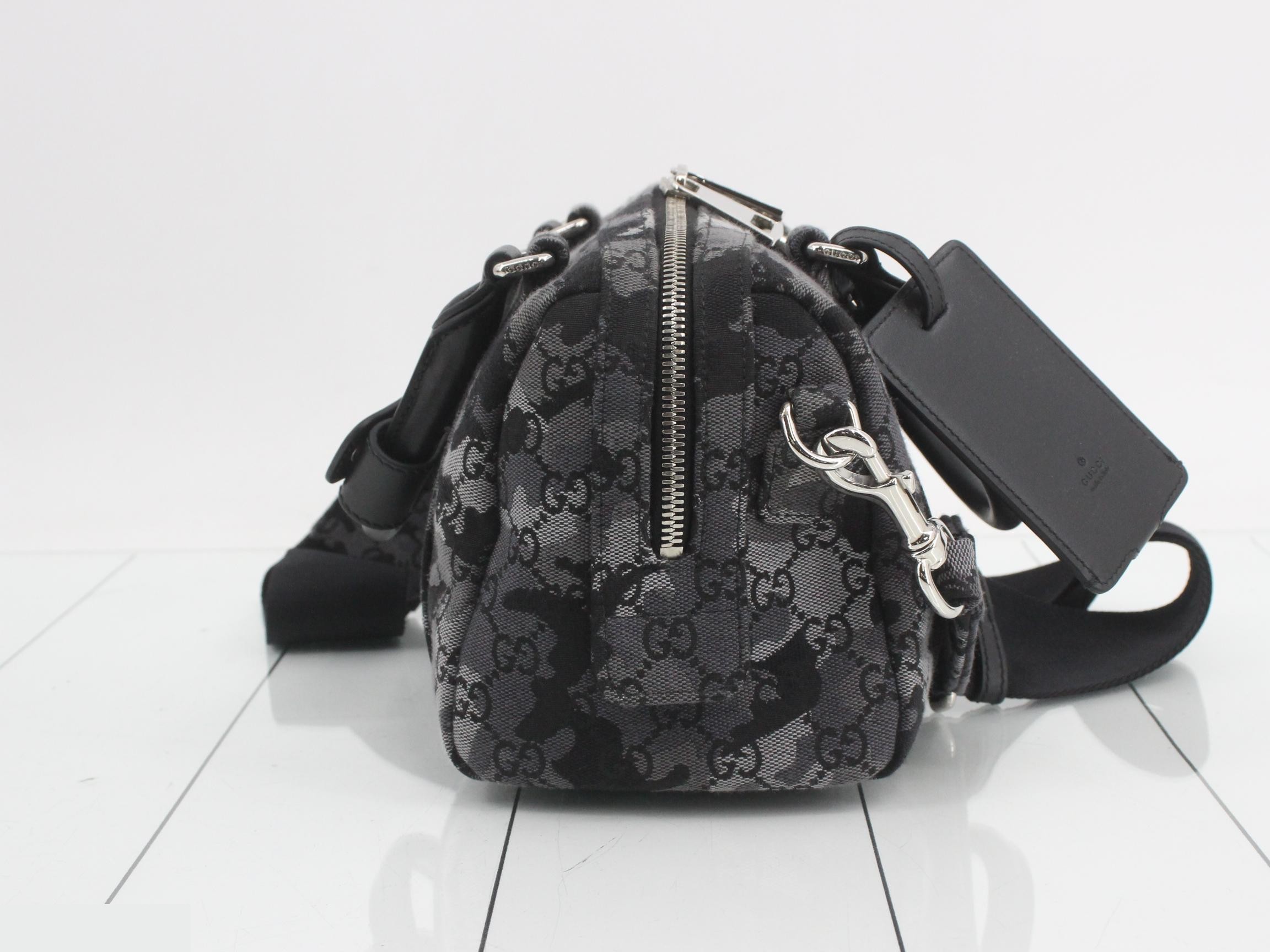 Denim Mini Duffle Bag/Handbag with Shoulder Strap and Name Tag — view 4