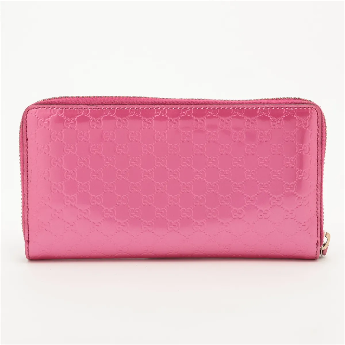Shiny Microguccissima 307997 Patent Leather Round Zip Wallet Pink — view 2