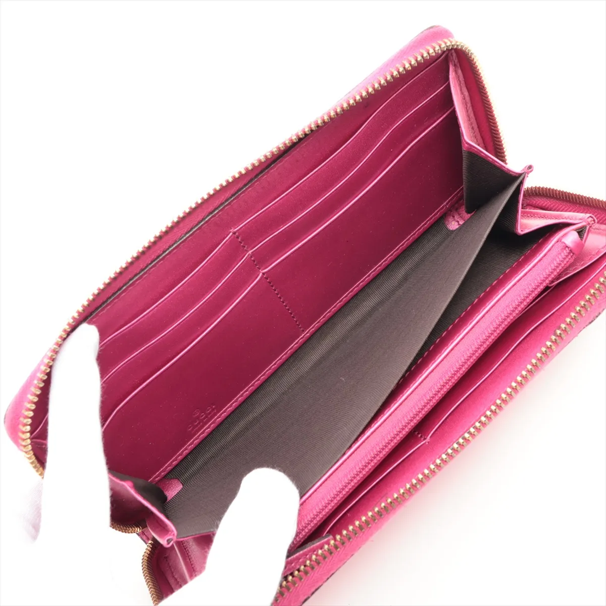 Shiny Microguccissima 307997 Patent Leather Round Zip Wallet Pink — view 4
