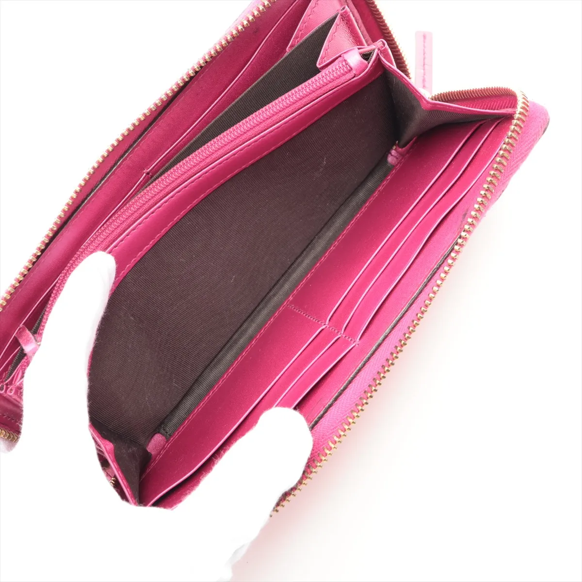 Shiny Microguccissima 307997 Patent Leather Round Zip Wallet Pink — view 6