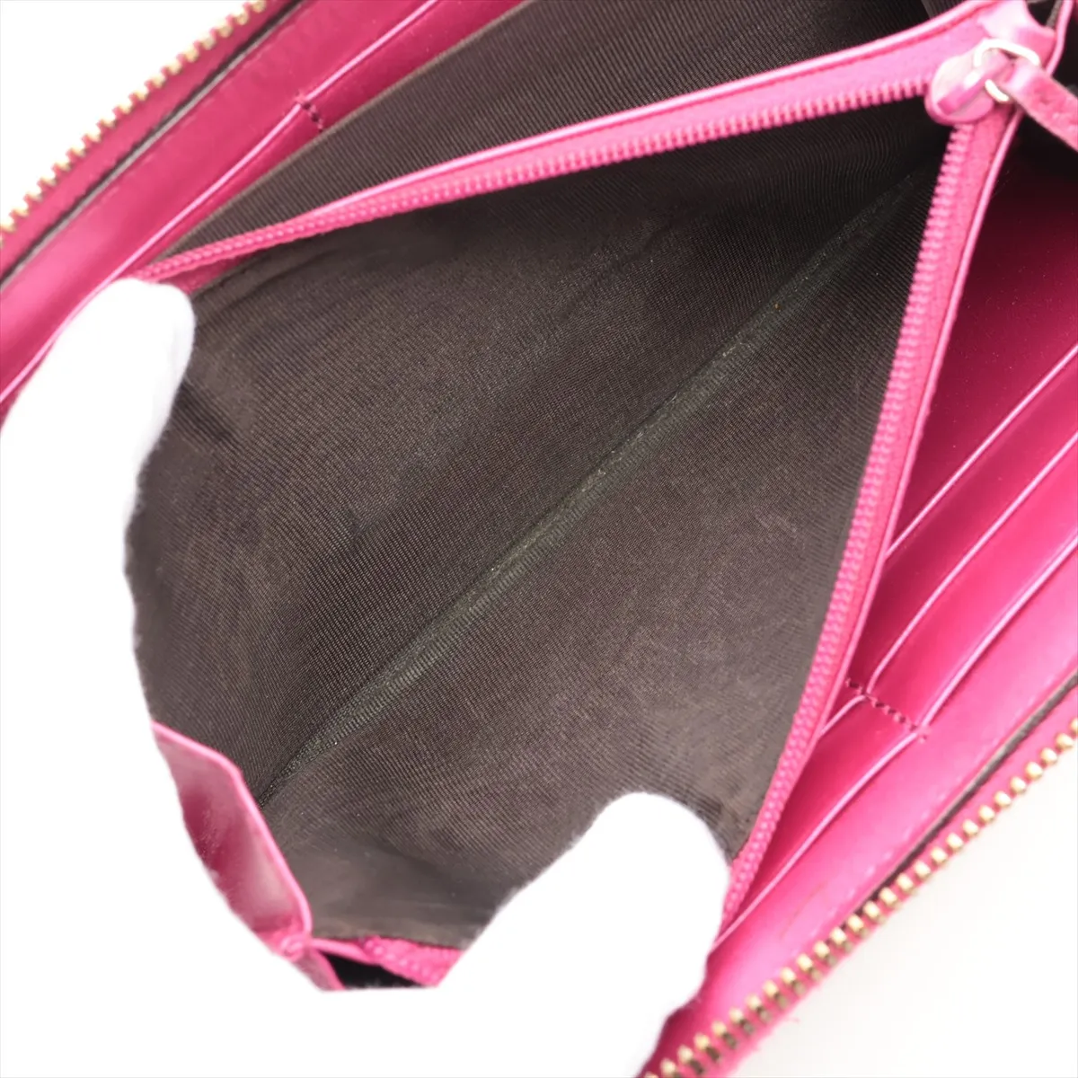 Shiny Microguccissima 307997 Patent Leather Round Zip Wallet Pink — view 7