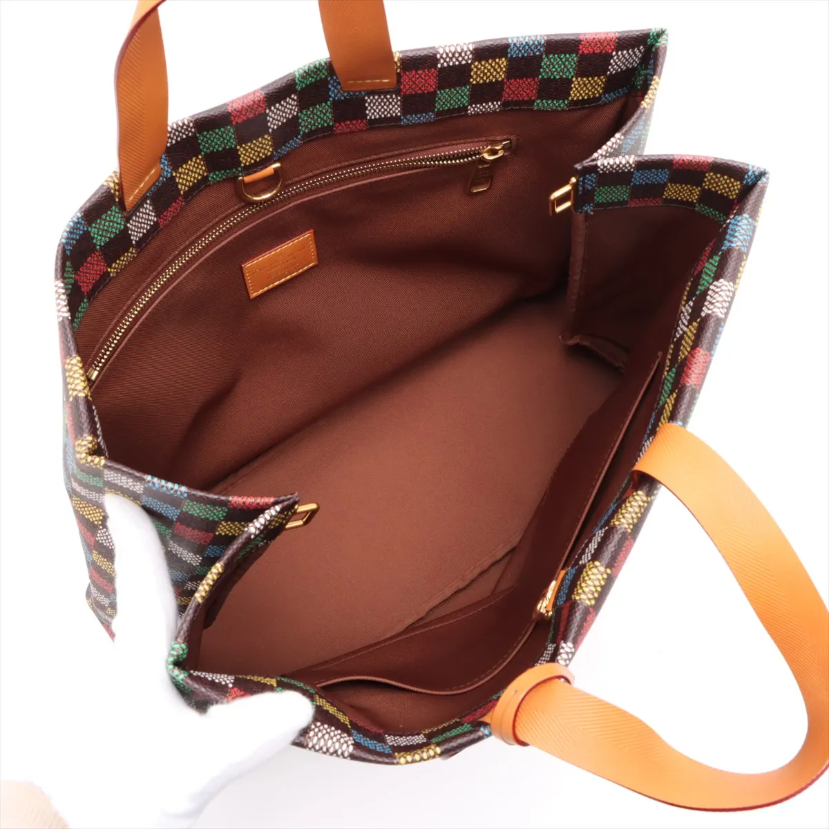 LV Birds Damier Shopper Tote MM N00192 Brown RFID responsive — view 8