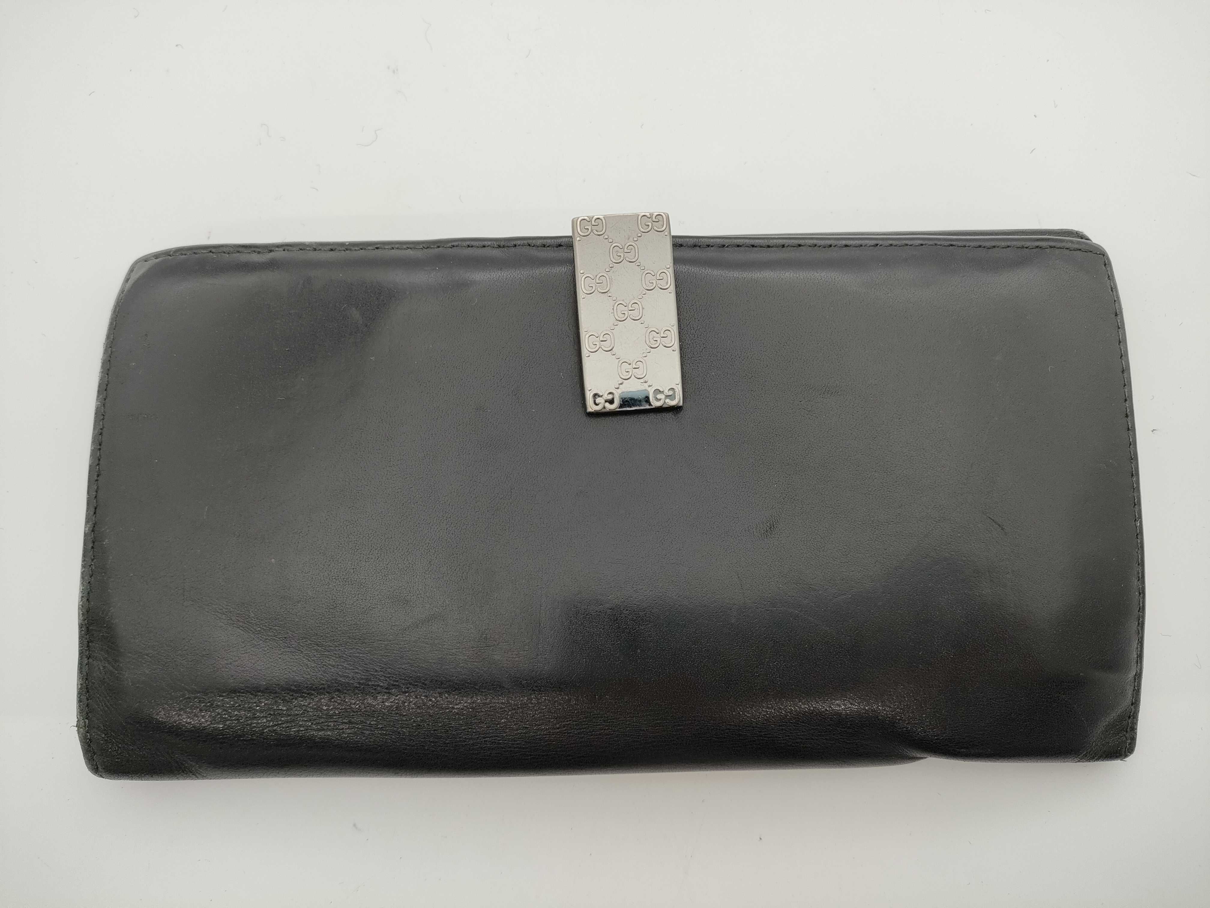 Metal Clasp Leather Long Wallet