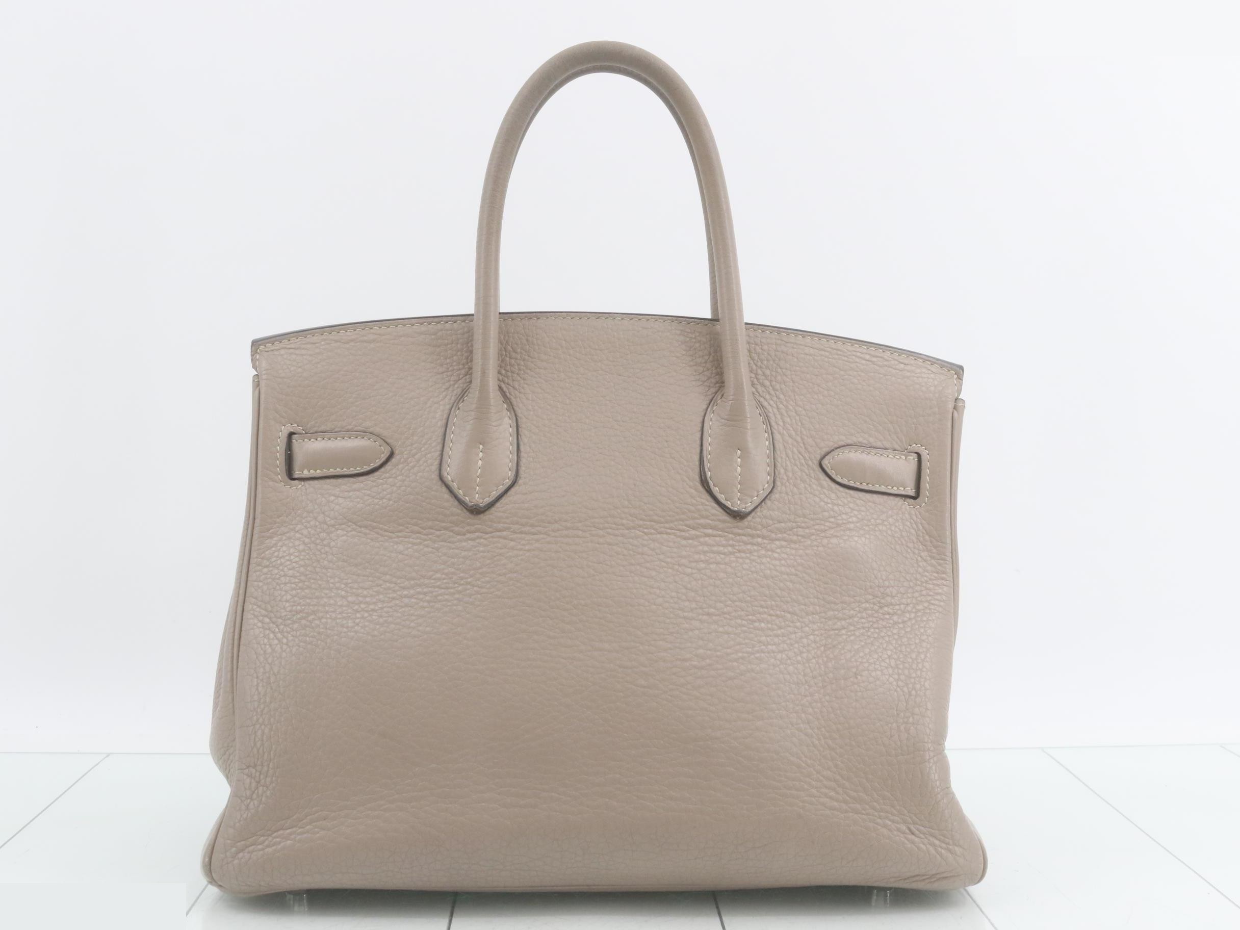Birkin 30, L stamp, beige, silver hardware, handbag — view 3