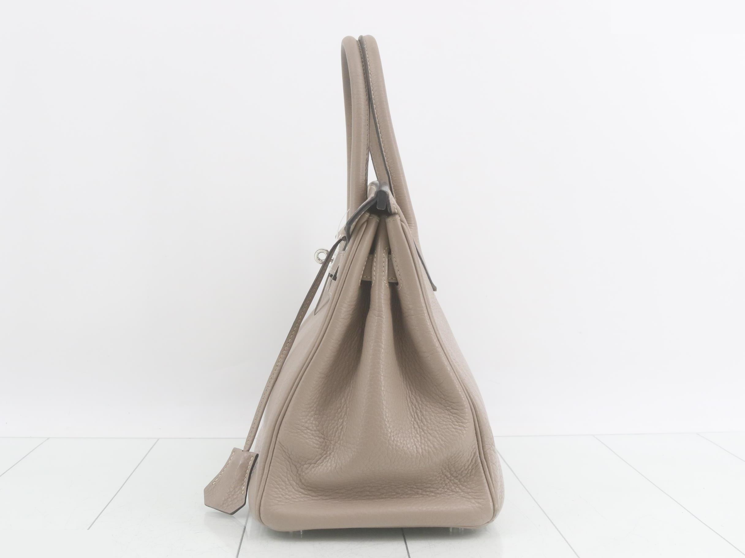 Birkin 30, L stamp, beige, silver hardware, handbag — view 4