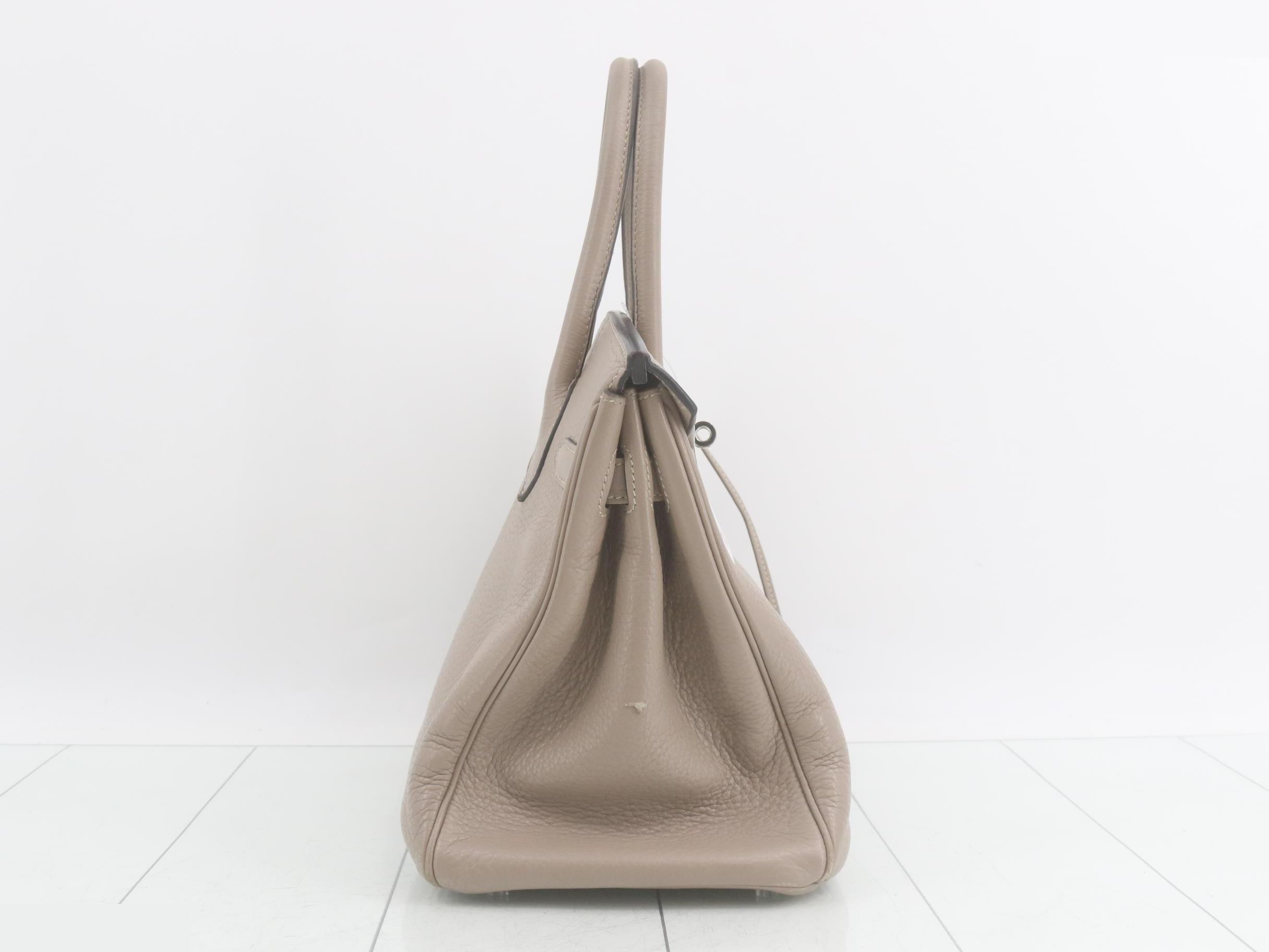 Birkin 30, L stamp, beige, silver hardware, handbag — view 5