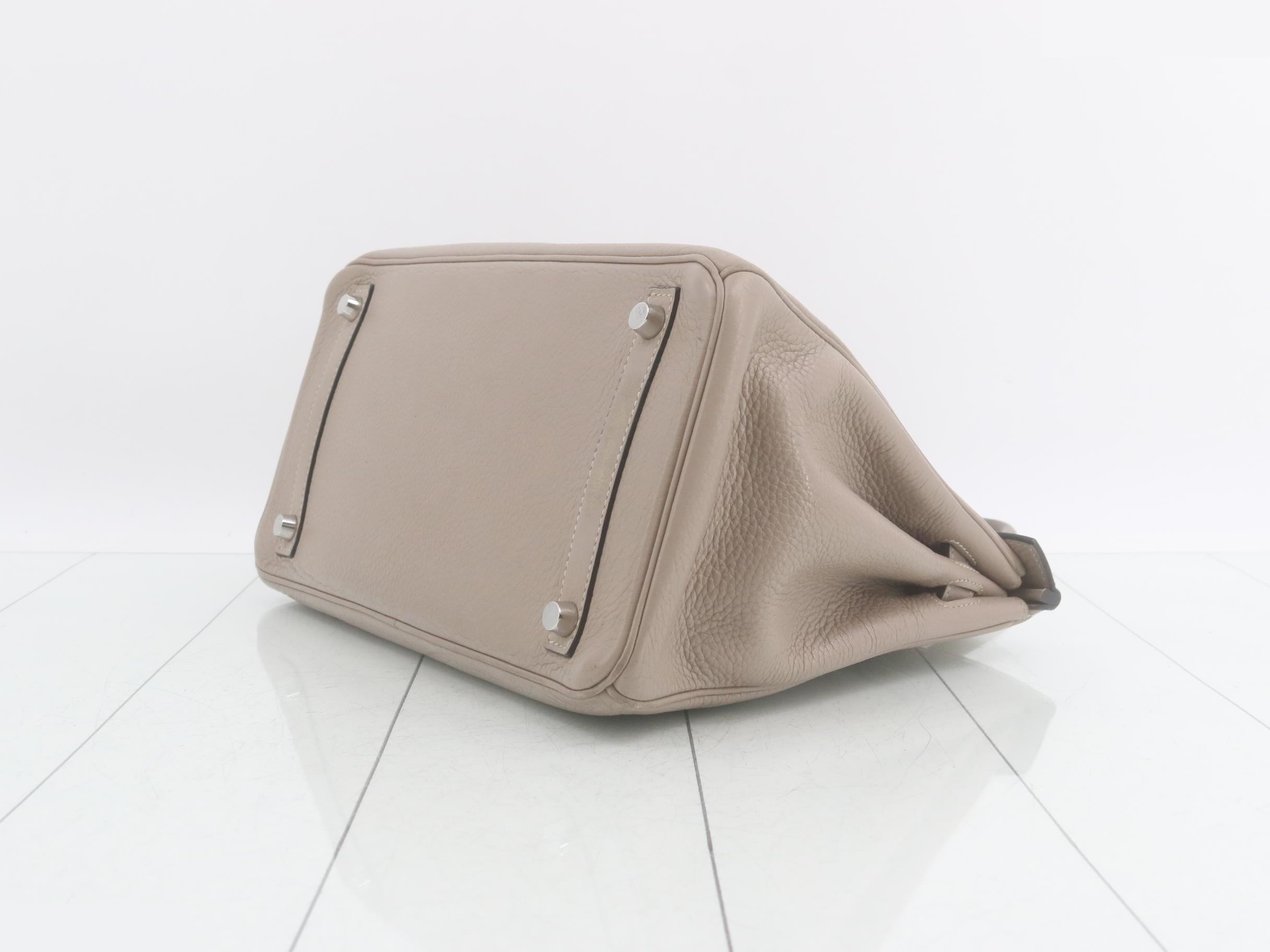 Birkin 30, L stamp, beige, silver hardware, handbag — view 7