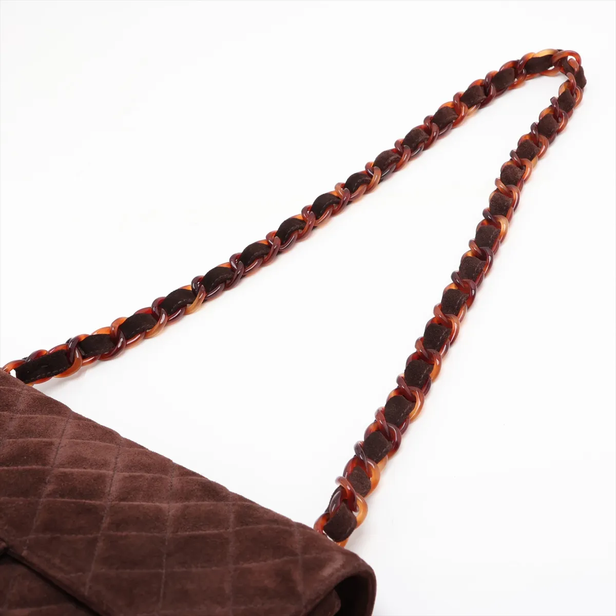 Large Matelassé Suede Chain Shoulder Bag, Tortoiseshell Brown with Gold Hardware, 5111906 (Serial Number 5) — view 5