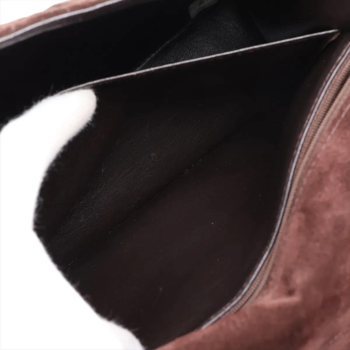 Large Matelassé Suede Chain Shoulder Bag, Tortoiseshell Brown with Gold Hardware, 5111906 (Serial Number 5) — view 7