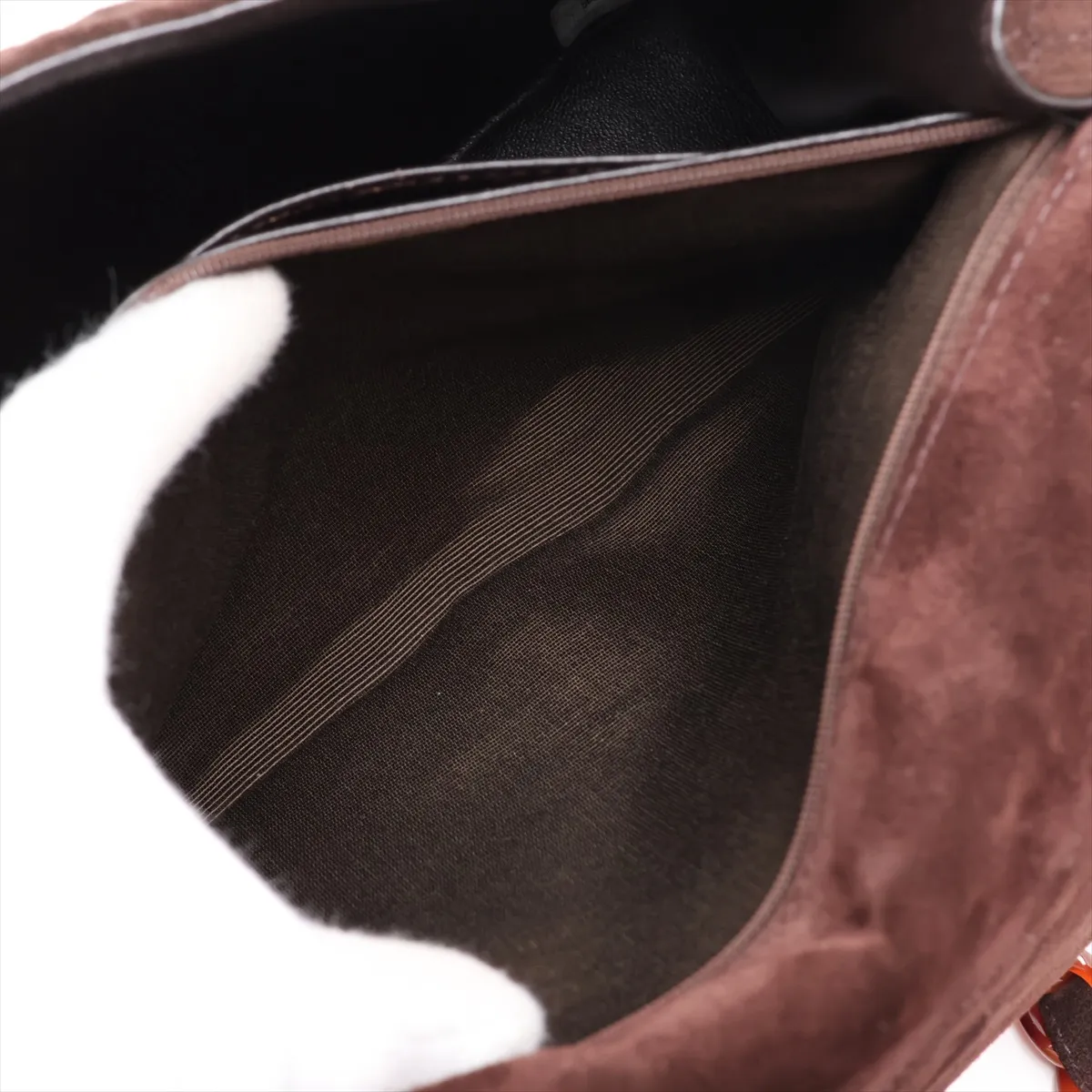 Large Matelassé Suede Chain Shoulder Bag, Tortoiseshell Brown with Gold Hardware, 5111906 (Serial Number 5) — view 8