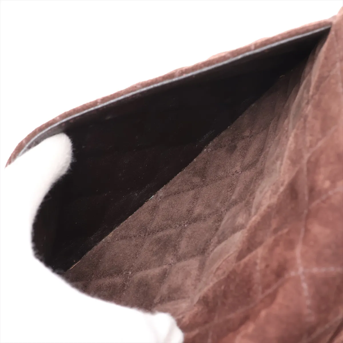 Large Matelassé Suede Chain Shoulder Bag, Tortoiseshell Brown with Gold Hardware, 5111906 (Serial Number 5) — view 9