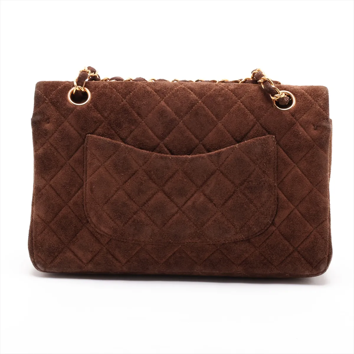 [Individually packaged] Chanel Matelassé 25 Suede Double Flap Double Chain Bag Brown Gold Hardware — view 2