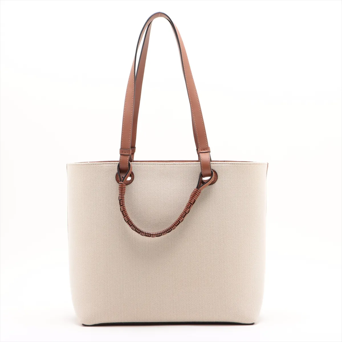 Anagram Canvas x Leather Tote Bag Beige x Brown — view 2