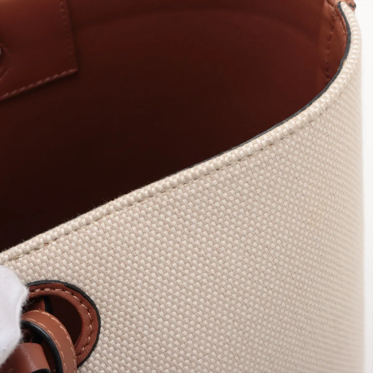 Anagram Canvas x Leather Tote Bag Beige x Brown — view 11