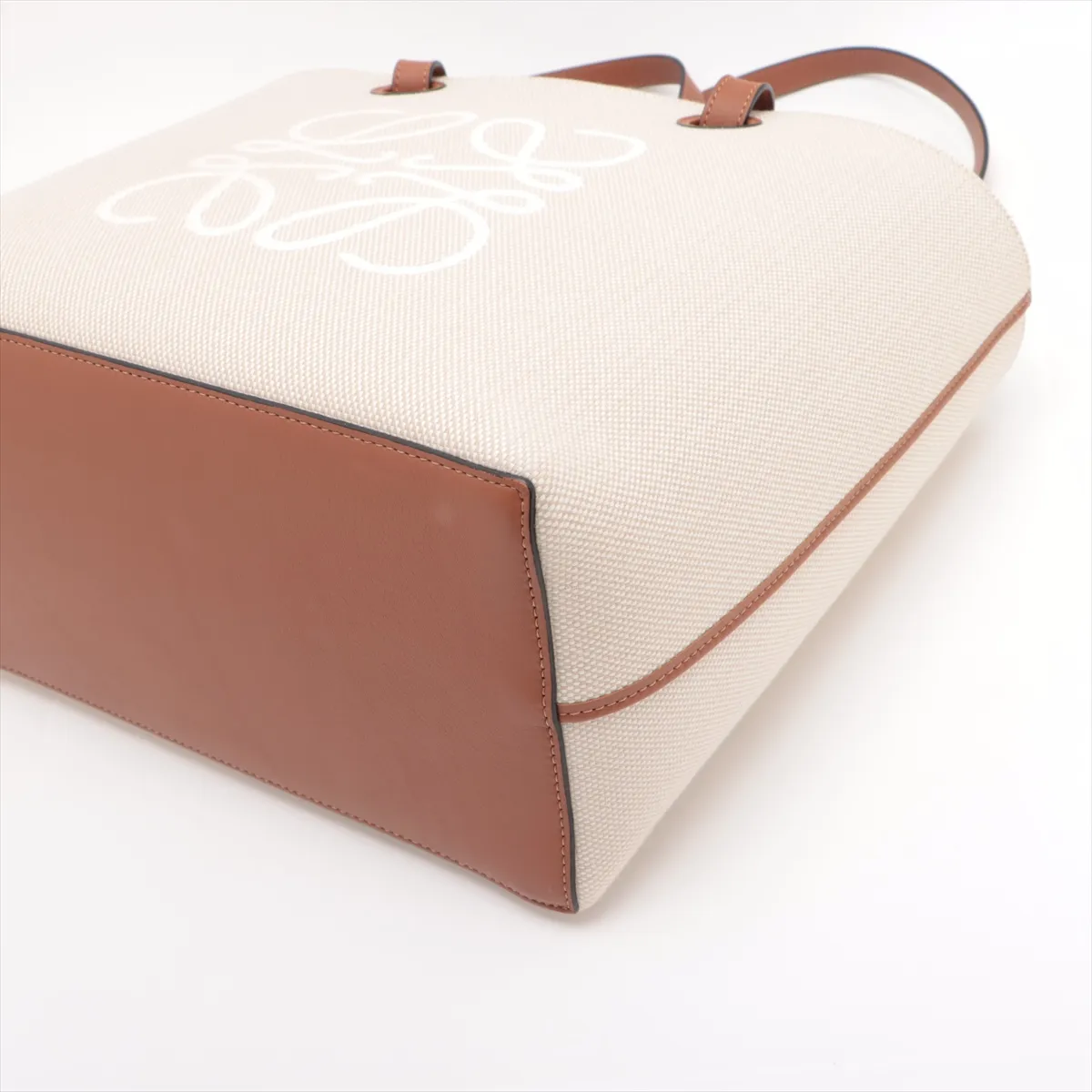 Anagram Canvas x Leather Tote Bag Beige x Brown — view 3