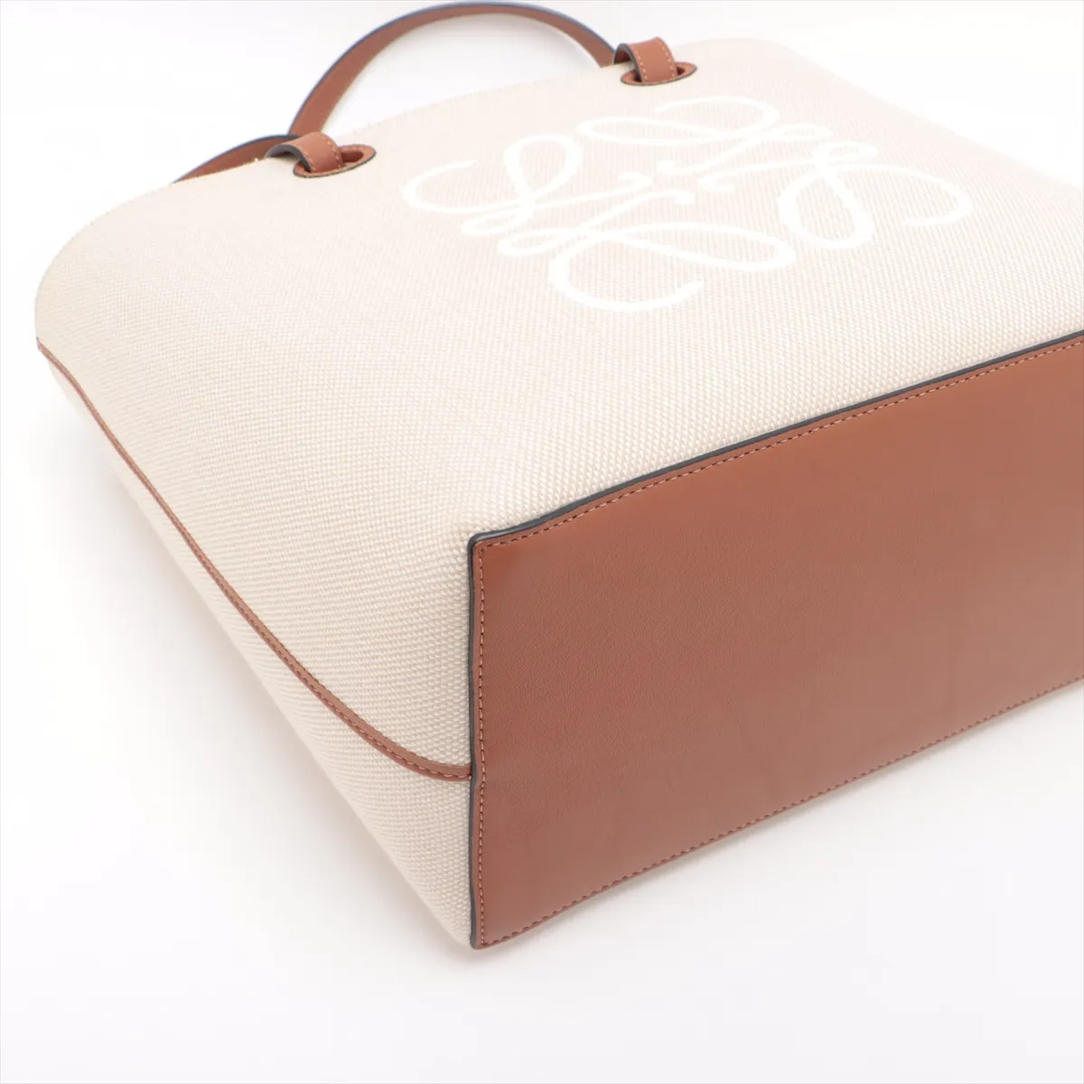 Anagram Canvas x Leather Tote Bag Beige x Brown — view 4