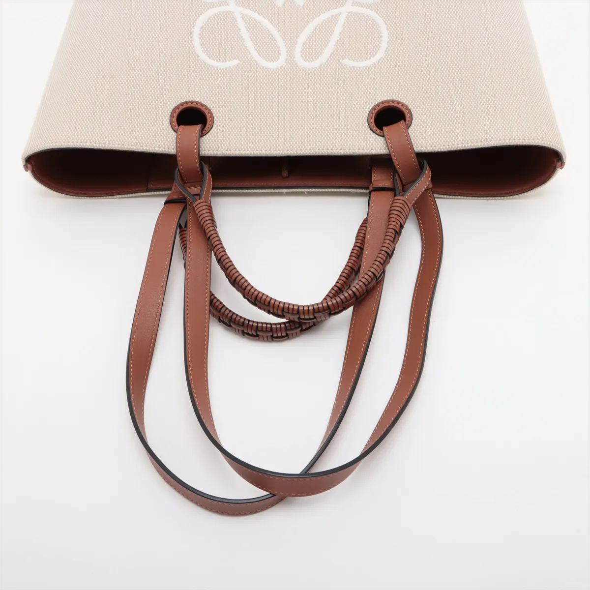 Anagram Canvas x Leather Tote Bag Beige x Brown — view 5