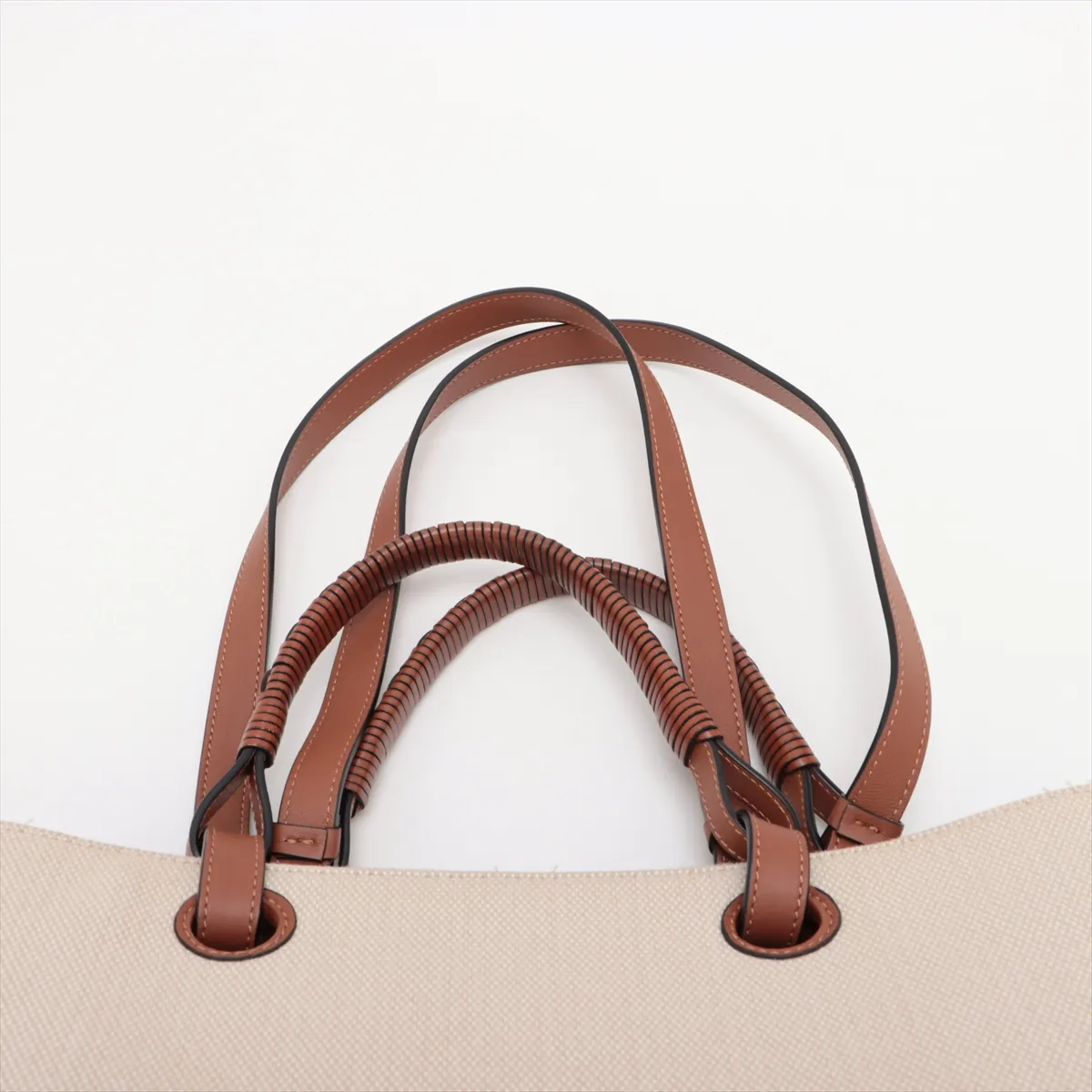 Anagram Canvas x Leather Tote Bag Beige x Brown — view 6