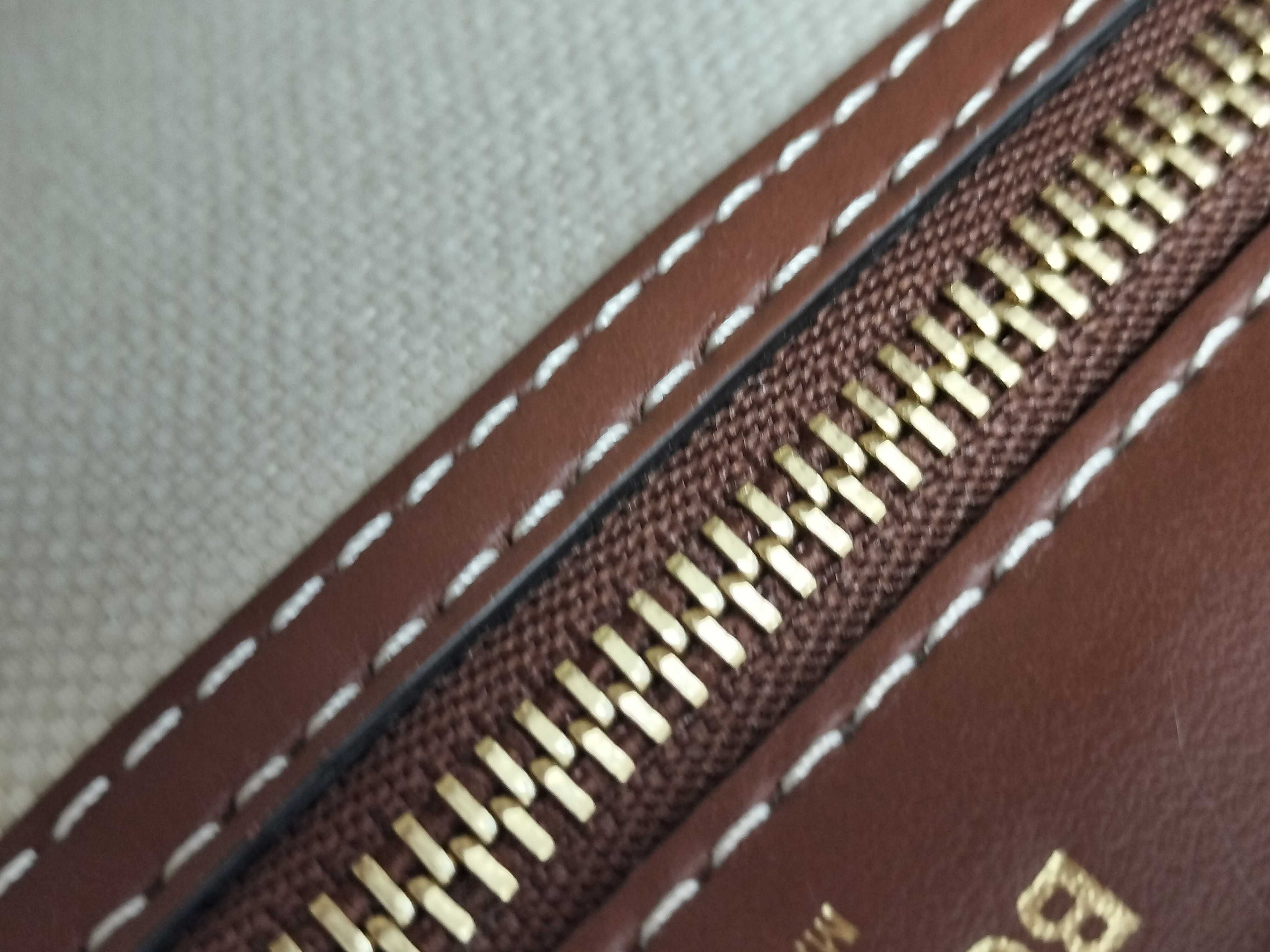 Mini Two-Tone Canvas x Leather 2-Way Handbag (Beige x Brown) — view 12