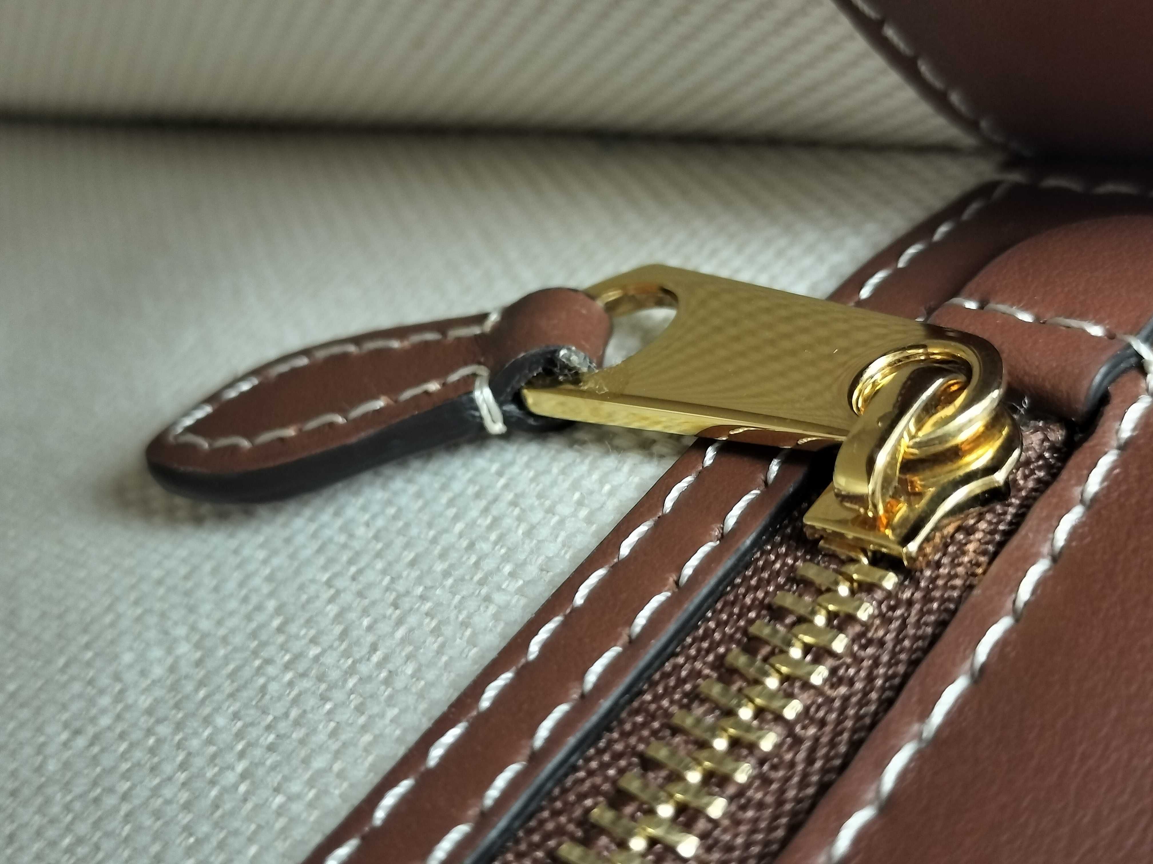 Mini Two-Tone Canvas x Leather 2-Way Handbag (Beige x Brown) — view 13